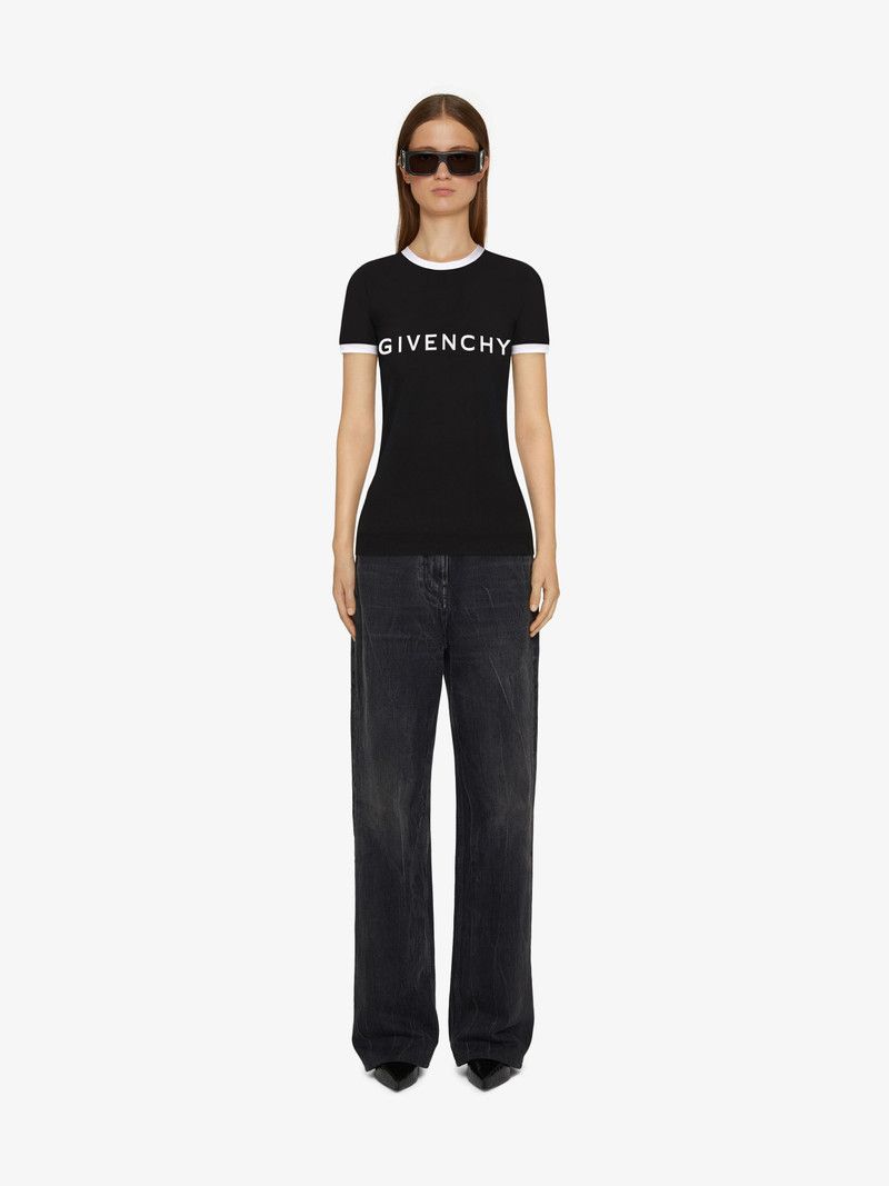 Givenchy o1w1db10326 Ringer T-Shirt in Black/White Size L / US 10 / IT 46 - 2 Thumbnail