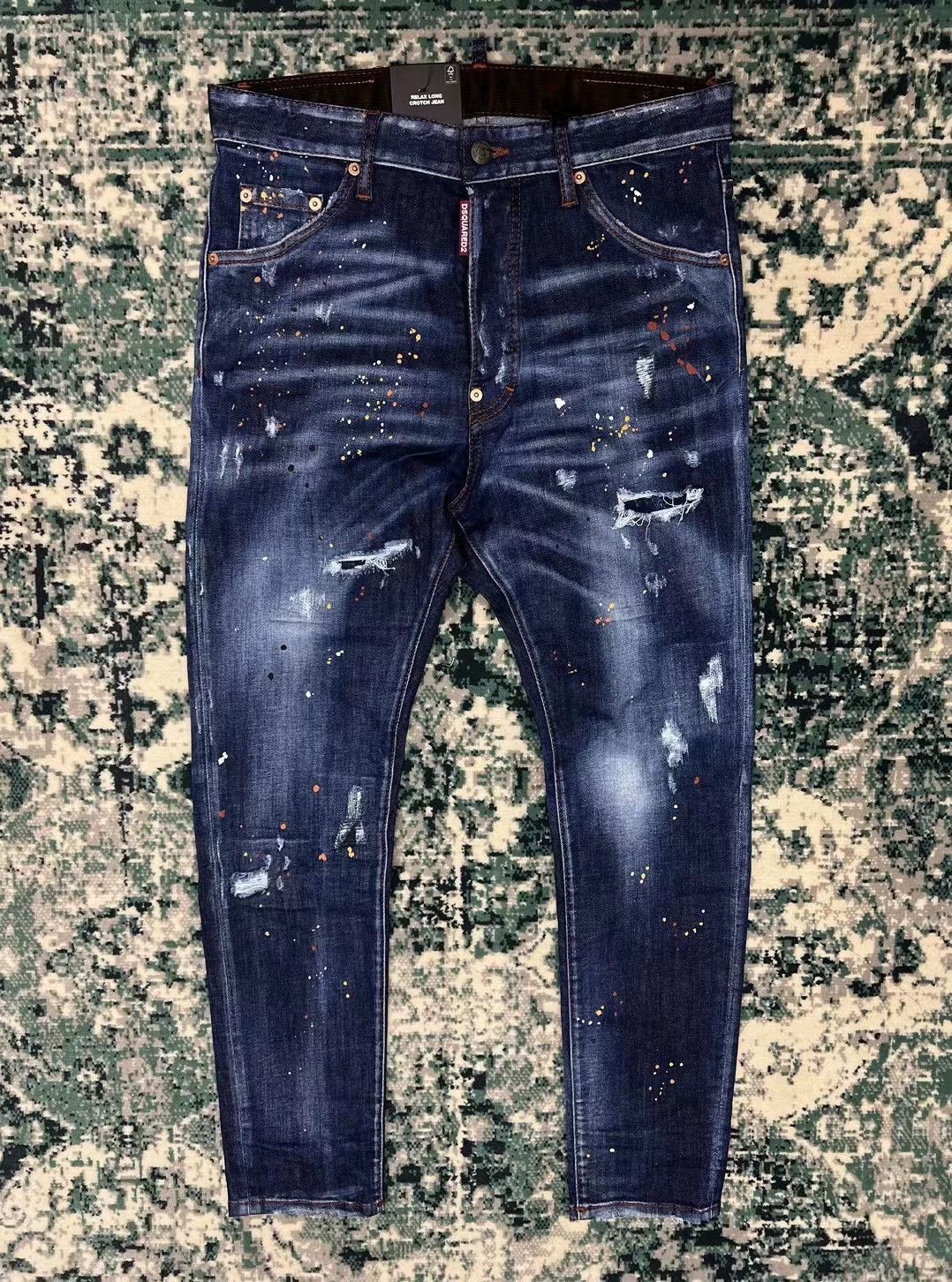 Dsquared2 Blue Distressed Paint Splatter Denim Jeans Size US 28 / EU 44 - 1 Thumbnail