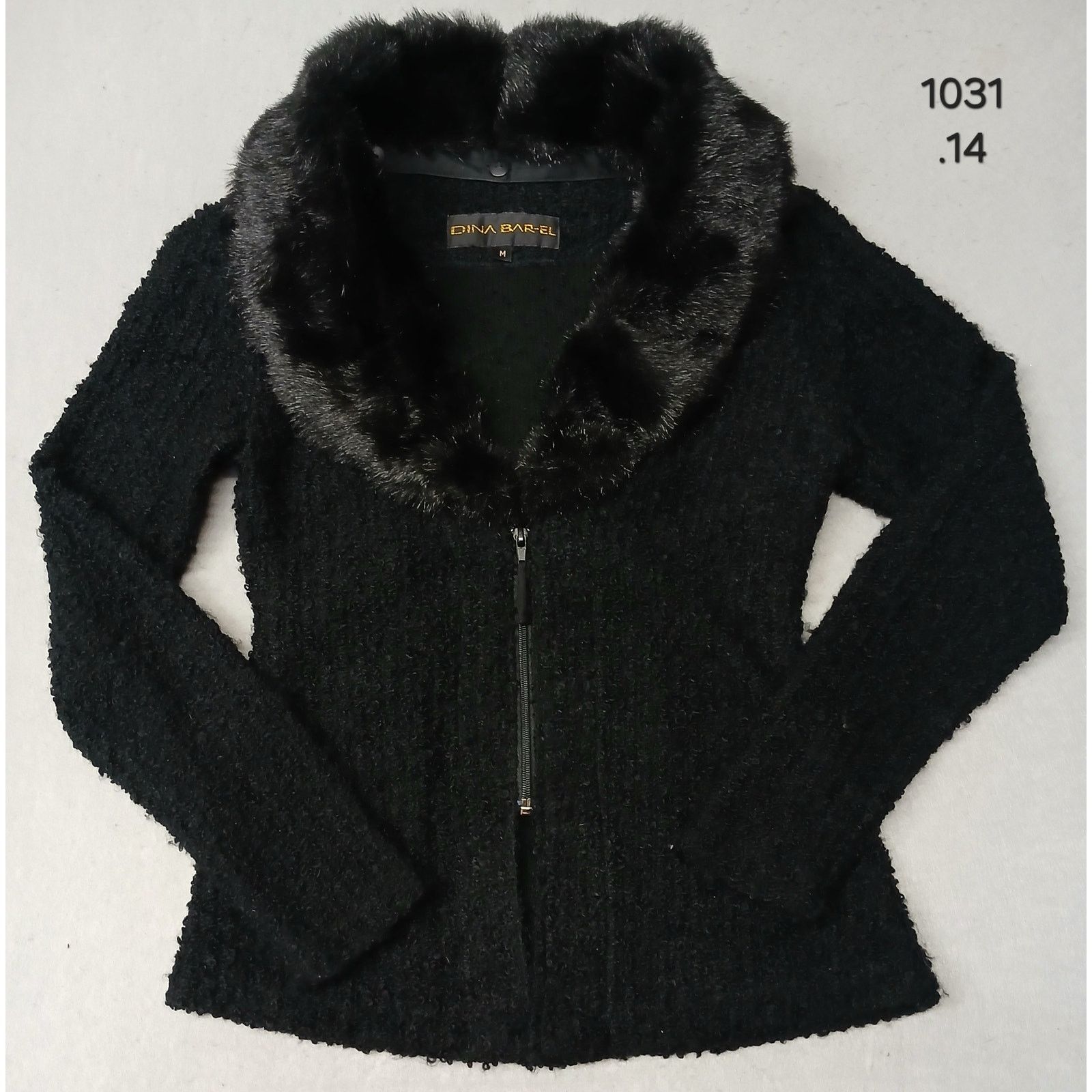 Other Dina Bar-El (Medium) Black Ribbed Zip-Front Cardigan Sweater Size M / US 6-8 / IT 42-44 - 1 Thumbnail