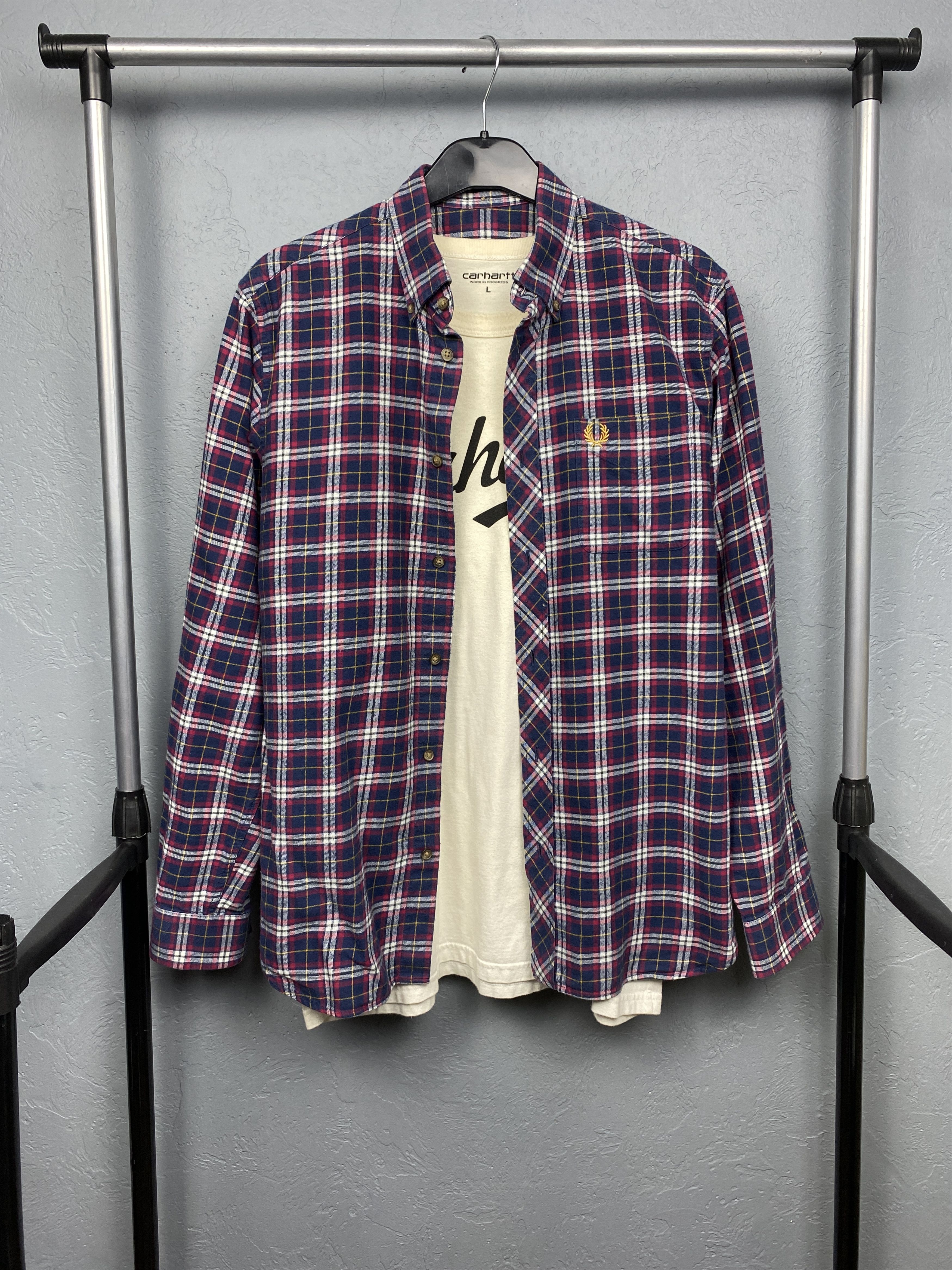 Flannel × Fred Perry Fred Perry Vintage Mens Long Sleeve Plaid Shirt Size US S / EU 44-46 / 1 - 1 Thumbnail