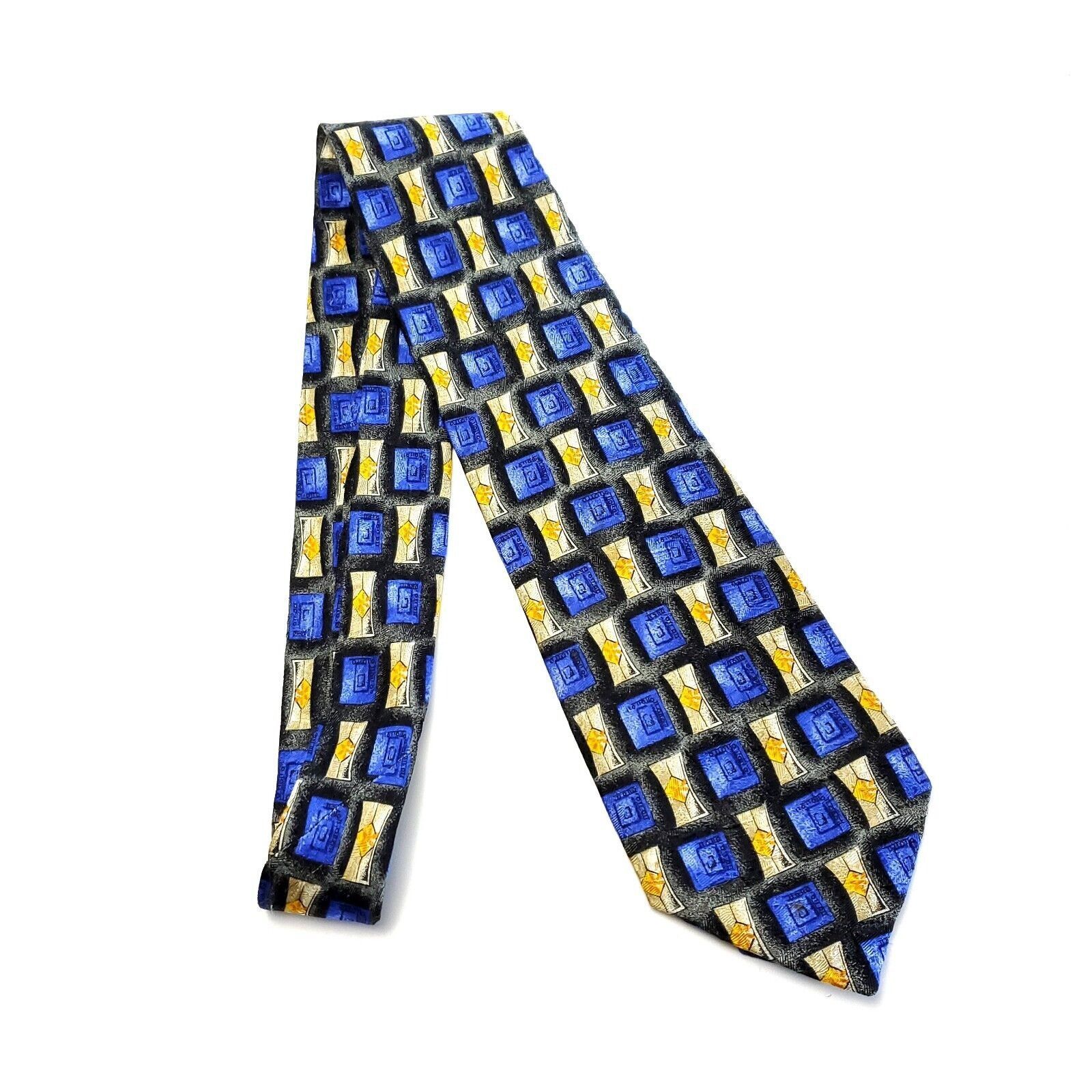 Robert Talbott Robert Talbott Yellow Tan Blue Abstract Print Geometric Wide Size ONE SIZE - 8 Thumbnail