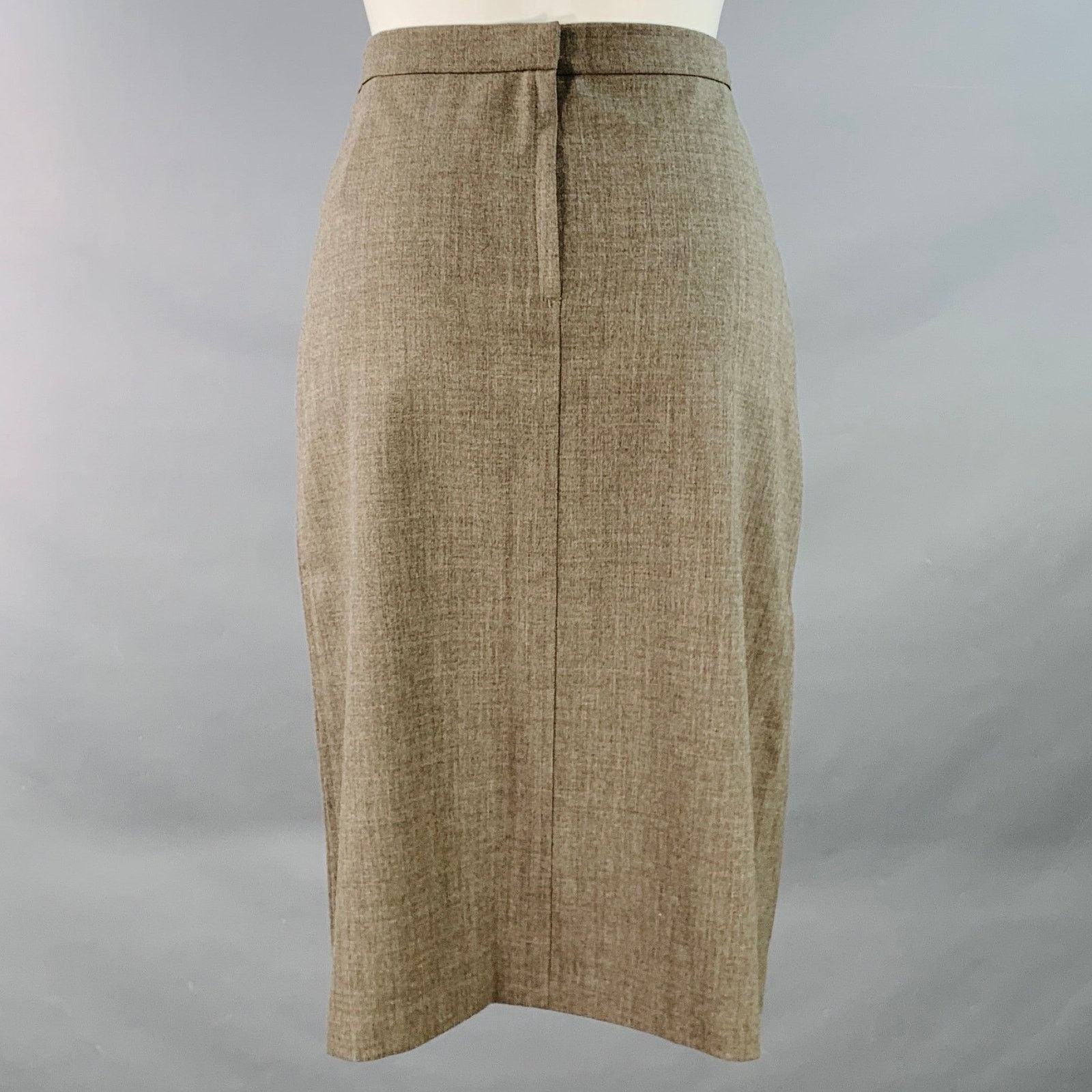 Other KATAYONE ADELI Brown Grey Wool Blend Pencil Below Knee Skirt Size 26" / US 2 / IT 38 - 2 Thumbnail
