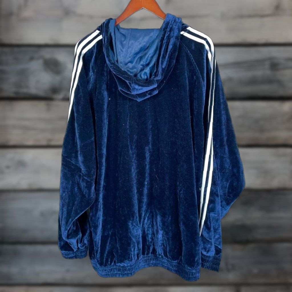Velour VINTAGE Godbody Hoodie Main Point: Velour Zip Hoodie Men's 3XL Dark Blue White Striped Hip Hop Y2K Size US XXL / EU 58 / 5 - 1 Thumbnail