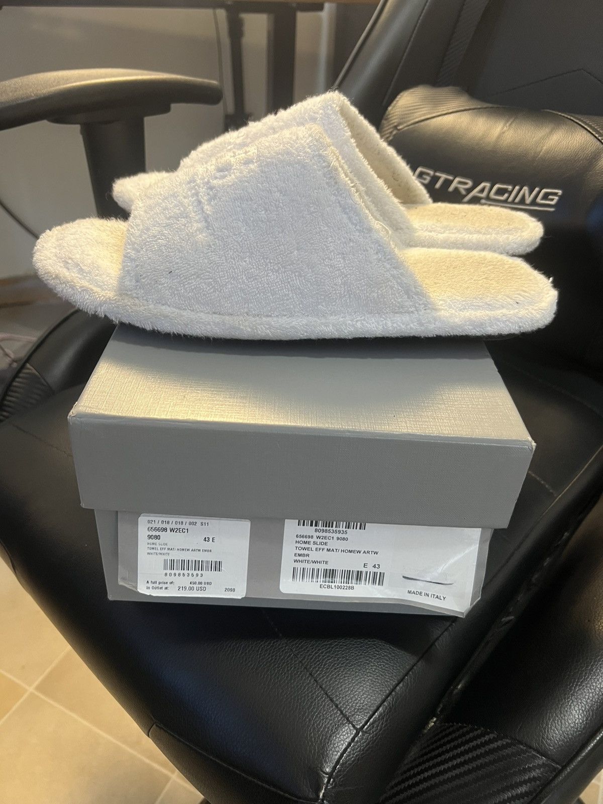 Balenciaga White Hotel Slippers