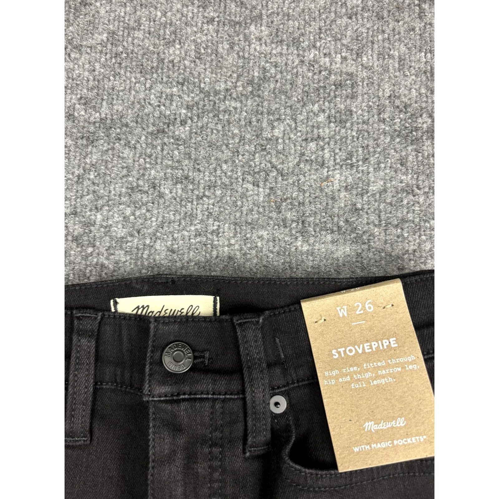Madewell Madewell Jeans Womens 26 Black Stovepipe High Rise Magic Pockets Stretch Denim Size 26" / US 2 / IT 38 - 2 Thumbnail
