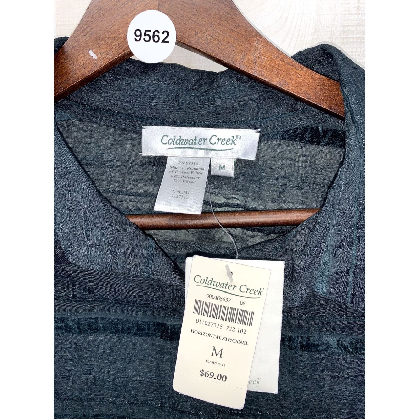 Coldwater Creek VINTAGE Coldwater Creek Top Womens Button Front Short Textured Sheer Green M NWT-9562 Size M / US 6-8 / IT 42-44 - 2 Thumbnail