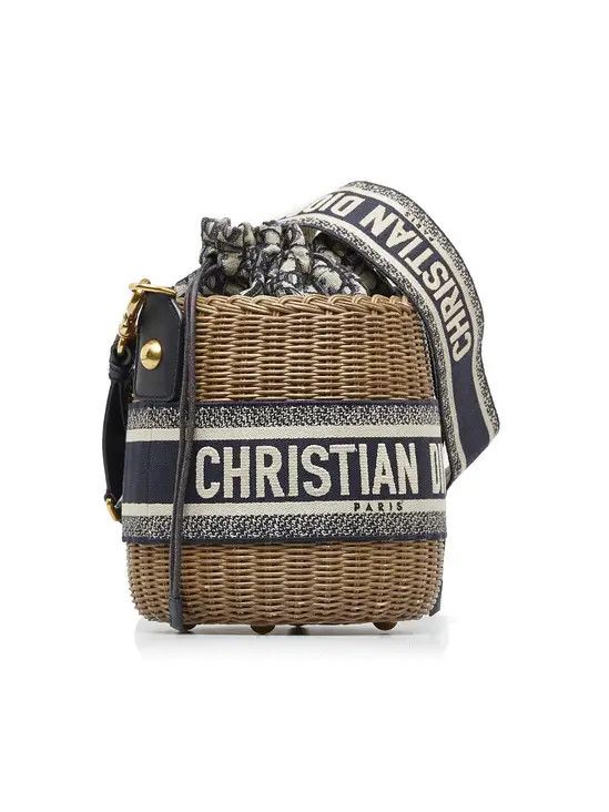 Dior Christian Dior Drawstring Bucket Wicker with Oblique Canvas Size ONE SIZE - 1 Thumbnail