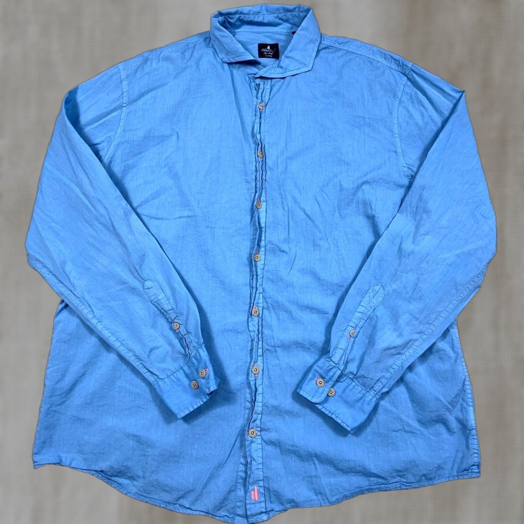 johnnie-O johnnie-O Button-Up shirt Men XL Light Blue Top Dress Casual Solid Modal Cotton Size US XL / EU 56 / 4 - 1 Thumbnail