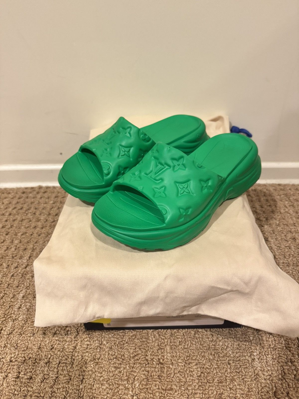 Louis Vuitton Pool 55 Flat Comfort Mule In Green