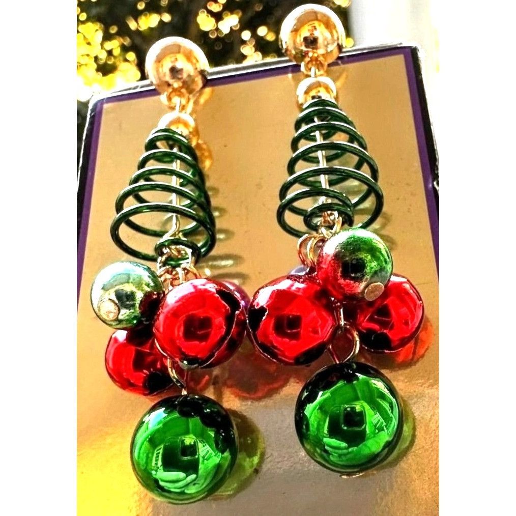 Handmade Christmas Tree Earrings New Handmade Jingle Bells Dangle Pos Size ONE SIZE - 2 Thumbnail