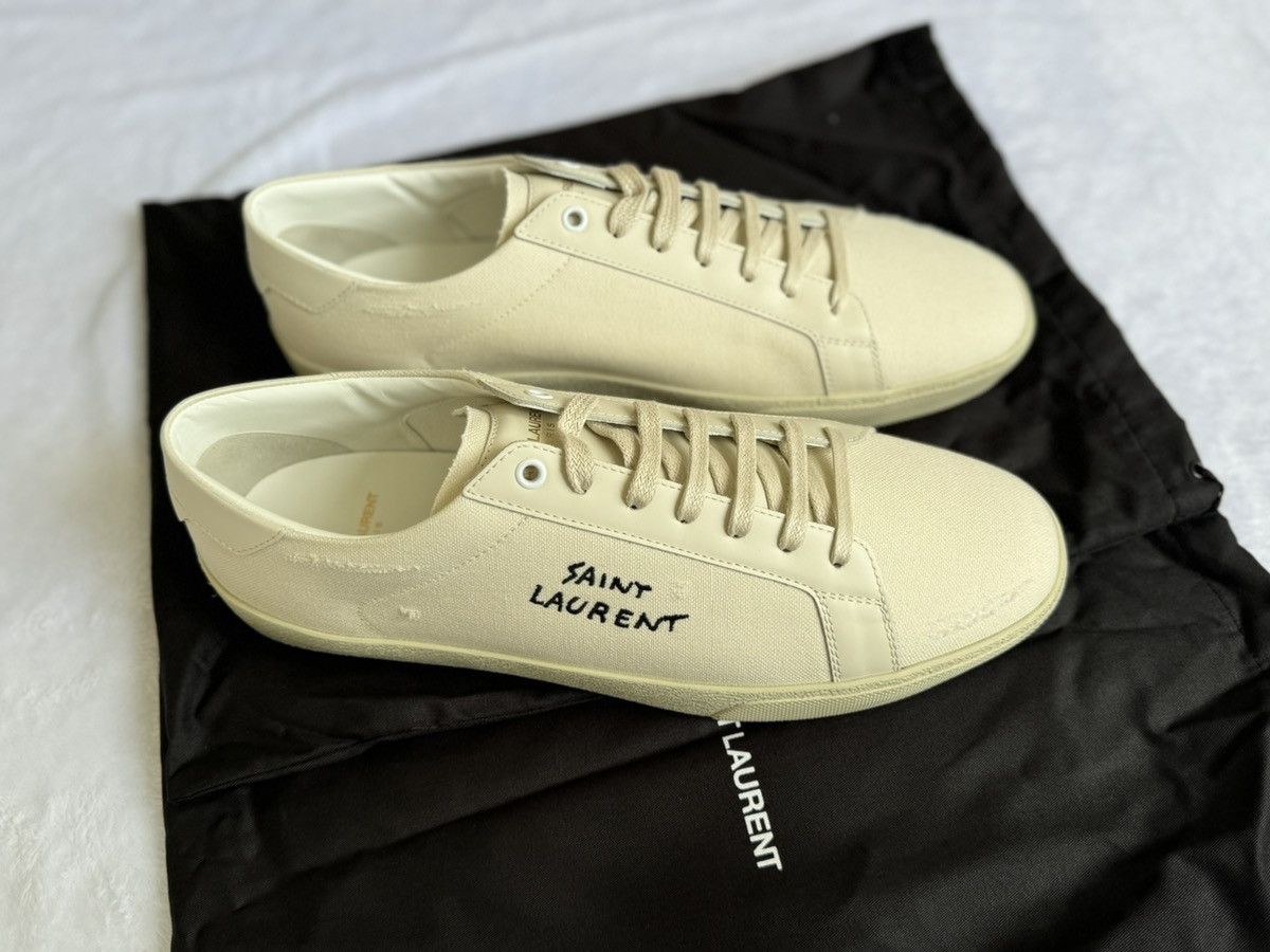 image of Saint Laurent Paris Saint Laurent Sneakers, Nwb, Canvas And Leather, Cream in White, Men's (Size 11
