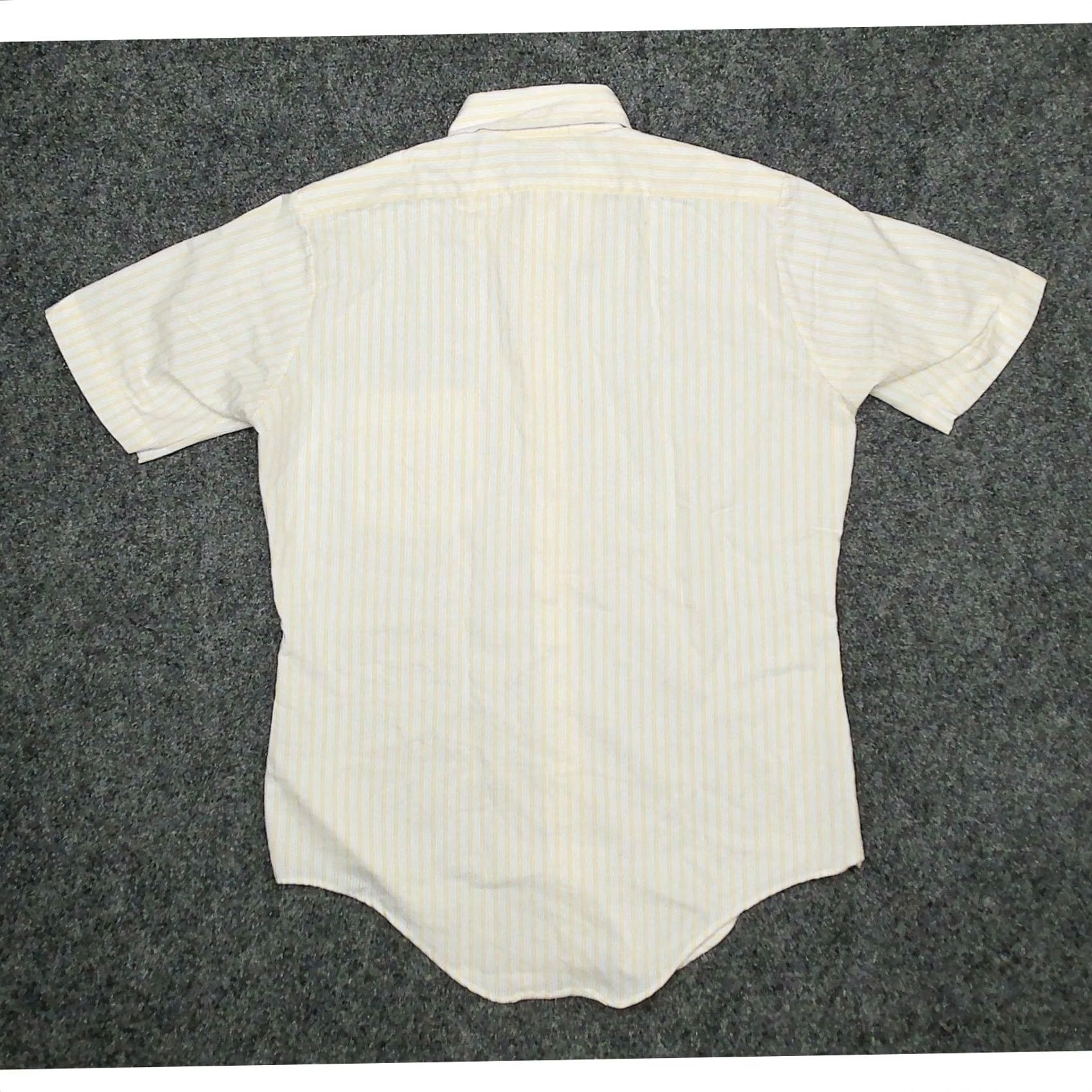 Arrow VINTAGE Arrow Kent Disco Shirt Men M Short Sleeve Striped Ribbed Point Collar Beige Yellow+" Size US M / EU 48-50 / 2 - 4 Thumbnail