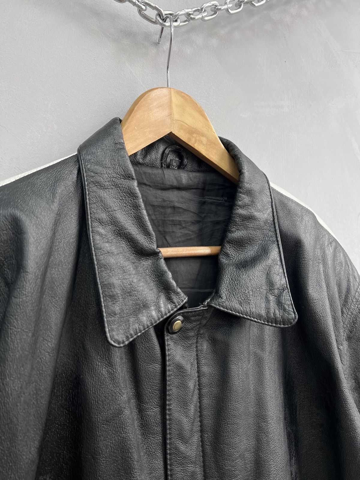 Vintage Retro 90s schott style aviator jacket leather TEXAS Size US L / EU 52-54 / 3 - 5 Thumbnail