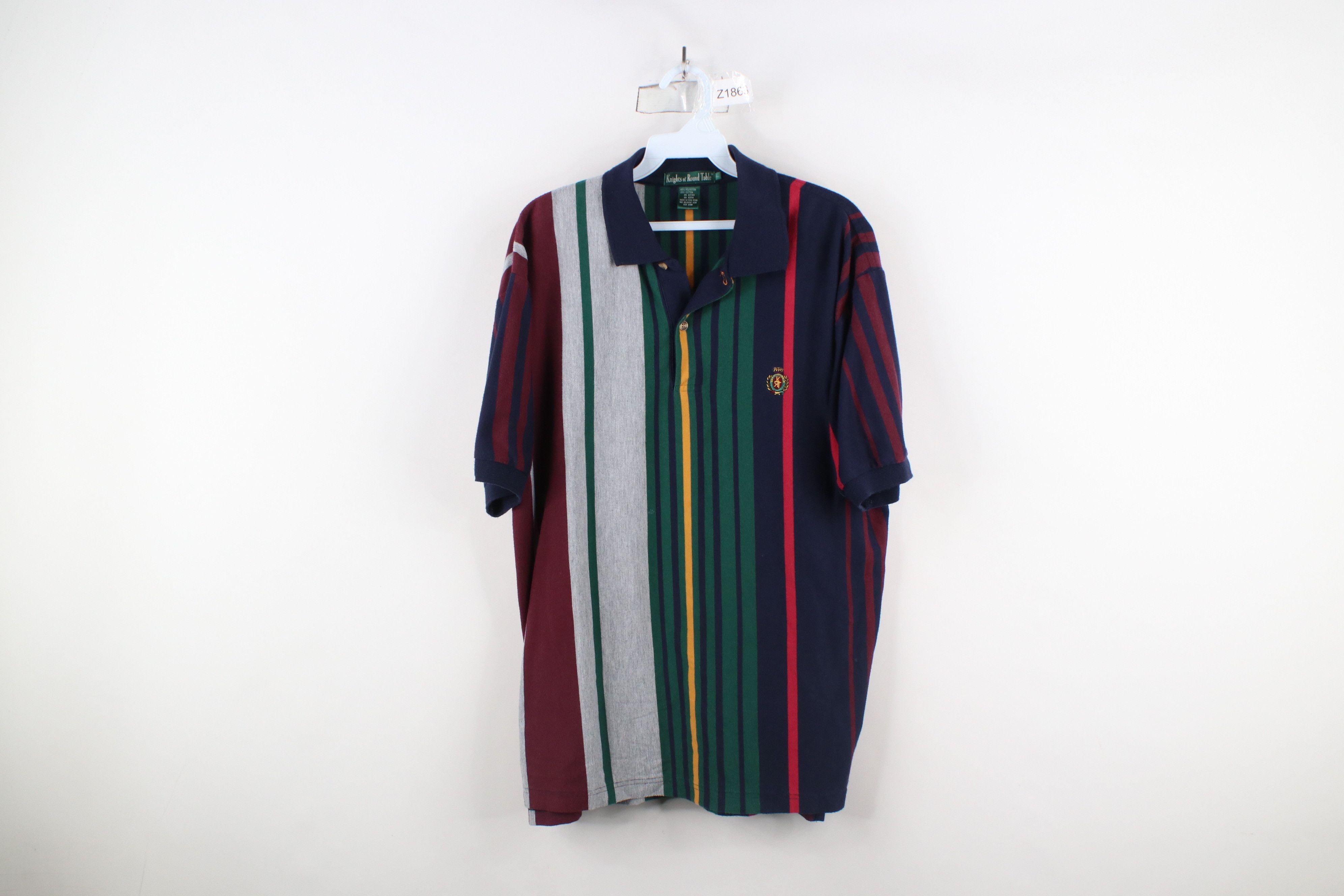 Vintage Vintage 90s Streetwear Rainbow Striped Knit Golf Polo Shirt Size US L / EU 52-54 / 3 - 1 Thumbnail