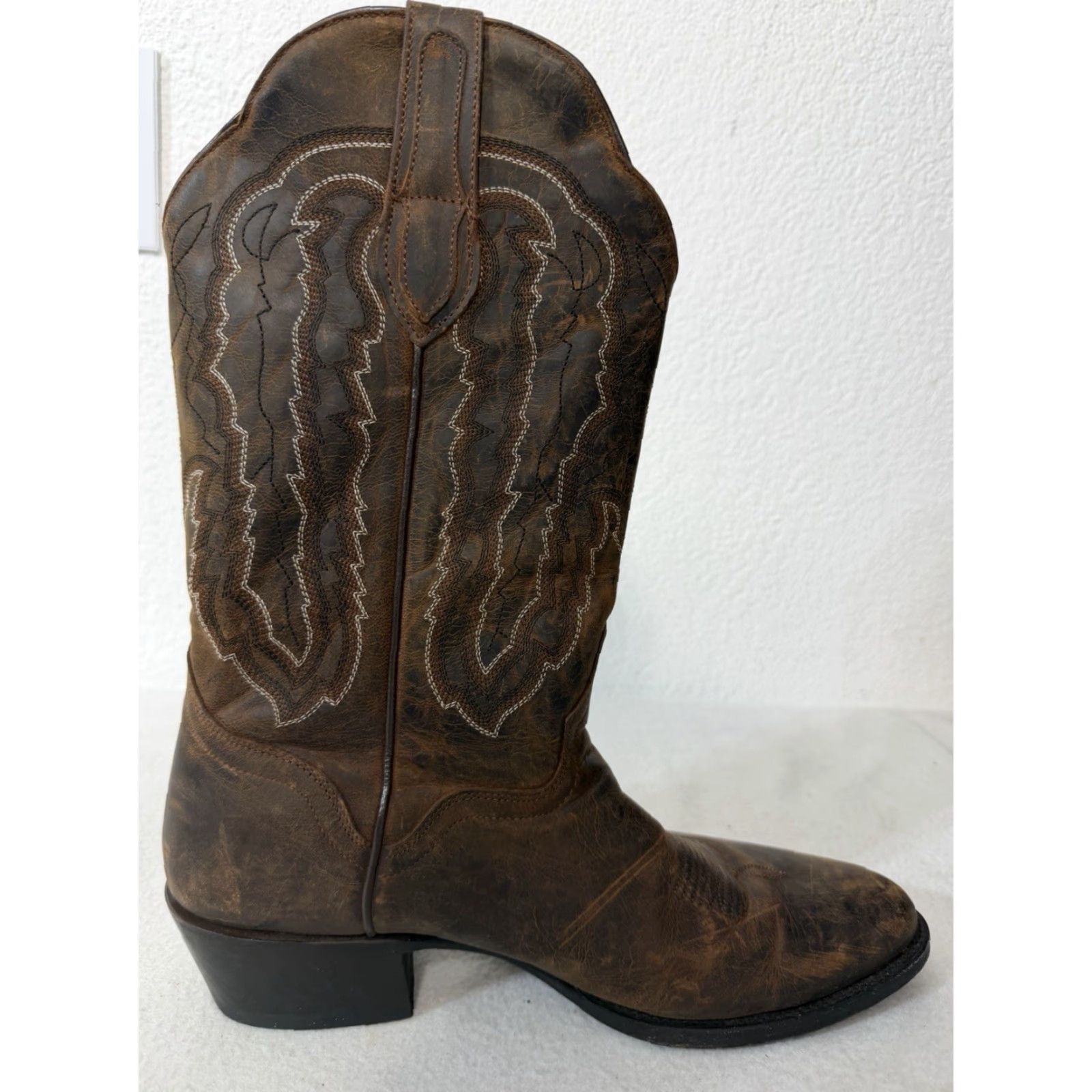 Vintage J.B. Dillon Western Boots Men 11 D Brown Goat Leather Embroidered Cowboy Boots Size US 11 / EU 44 - 5 Thumbnail