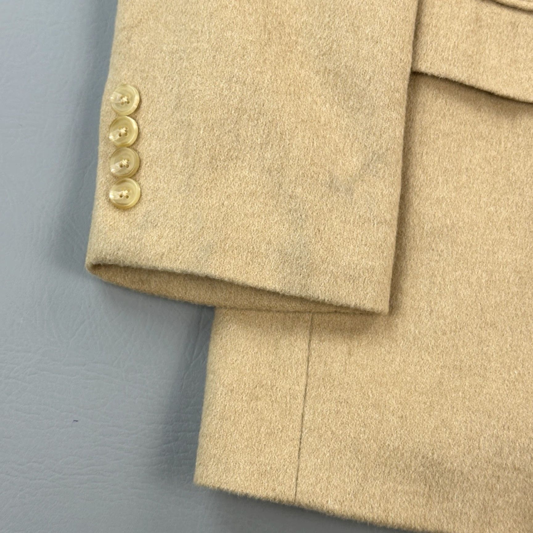 Ralph Lauren VINTAGE Lauren Ralph Lauren Blazer Mens 44L Tan Camel Hair Sport Coat Classic Size 44R - 2 Thumbnail