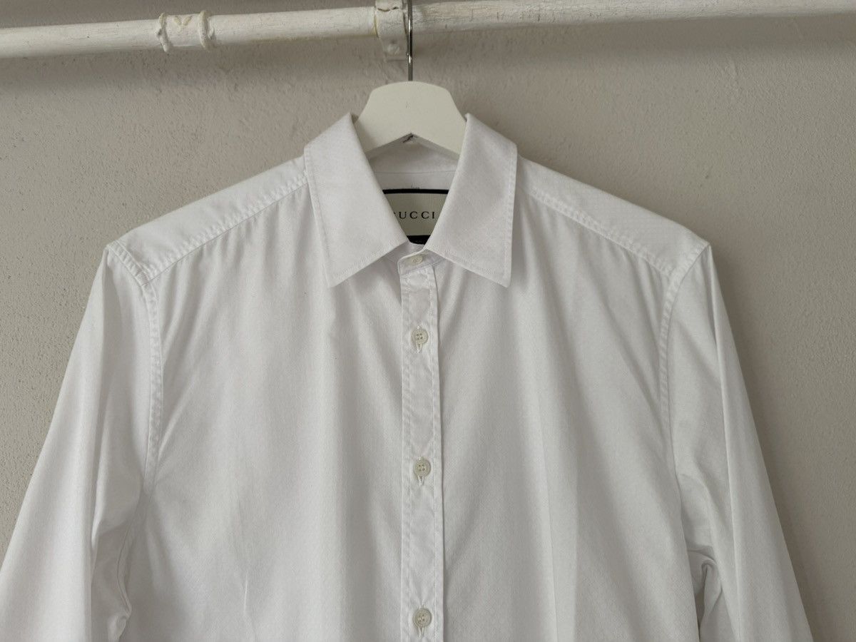 Gucci White Diamond-Pattern Textured Cotton Shirt Size US M / EU 48-50 / 2 - 7 Thumbnail