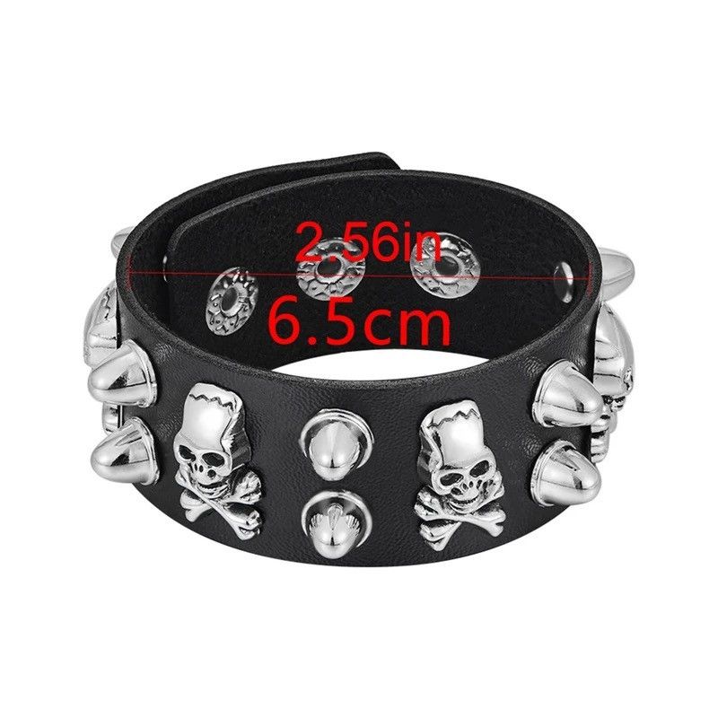Other Y2K 2000s skeleton spiked grunge punk black studded bracelet Size ONE SIZE - 5 Thumbnail