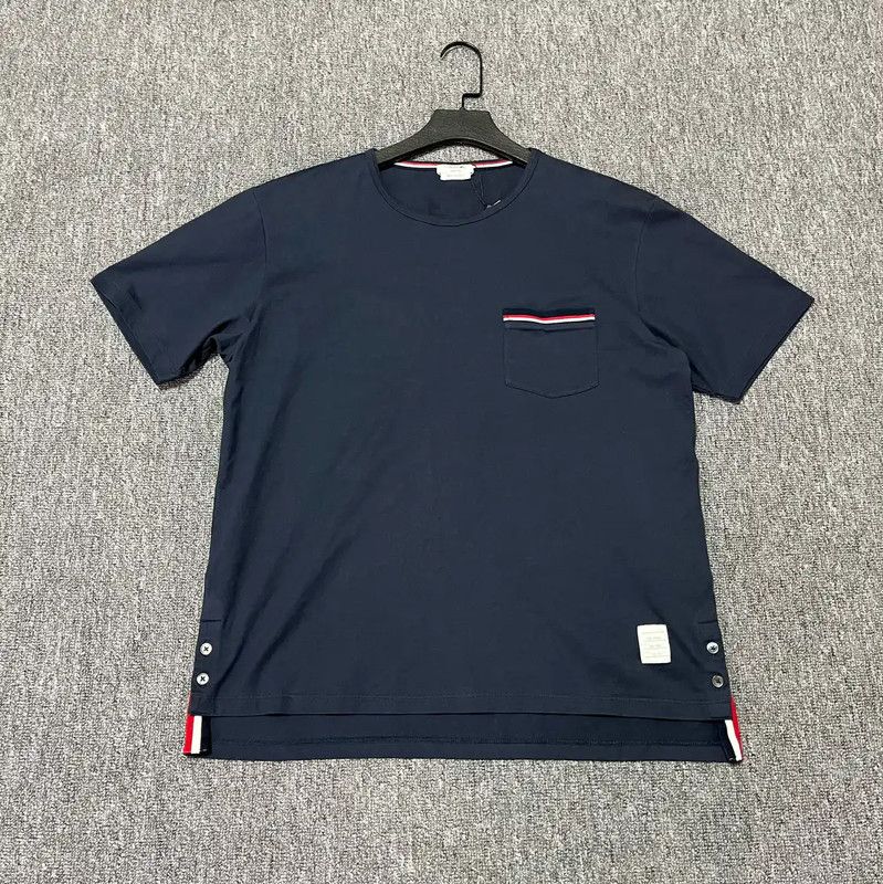 Thom Browne Thom Browne Navy Cotton Short Sleeve T-Shirt 0089 Size US L / EU 52-54 / 3 - 1 Thumbnail