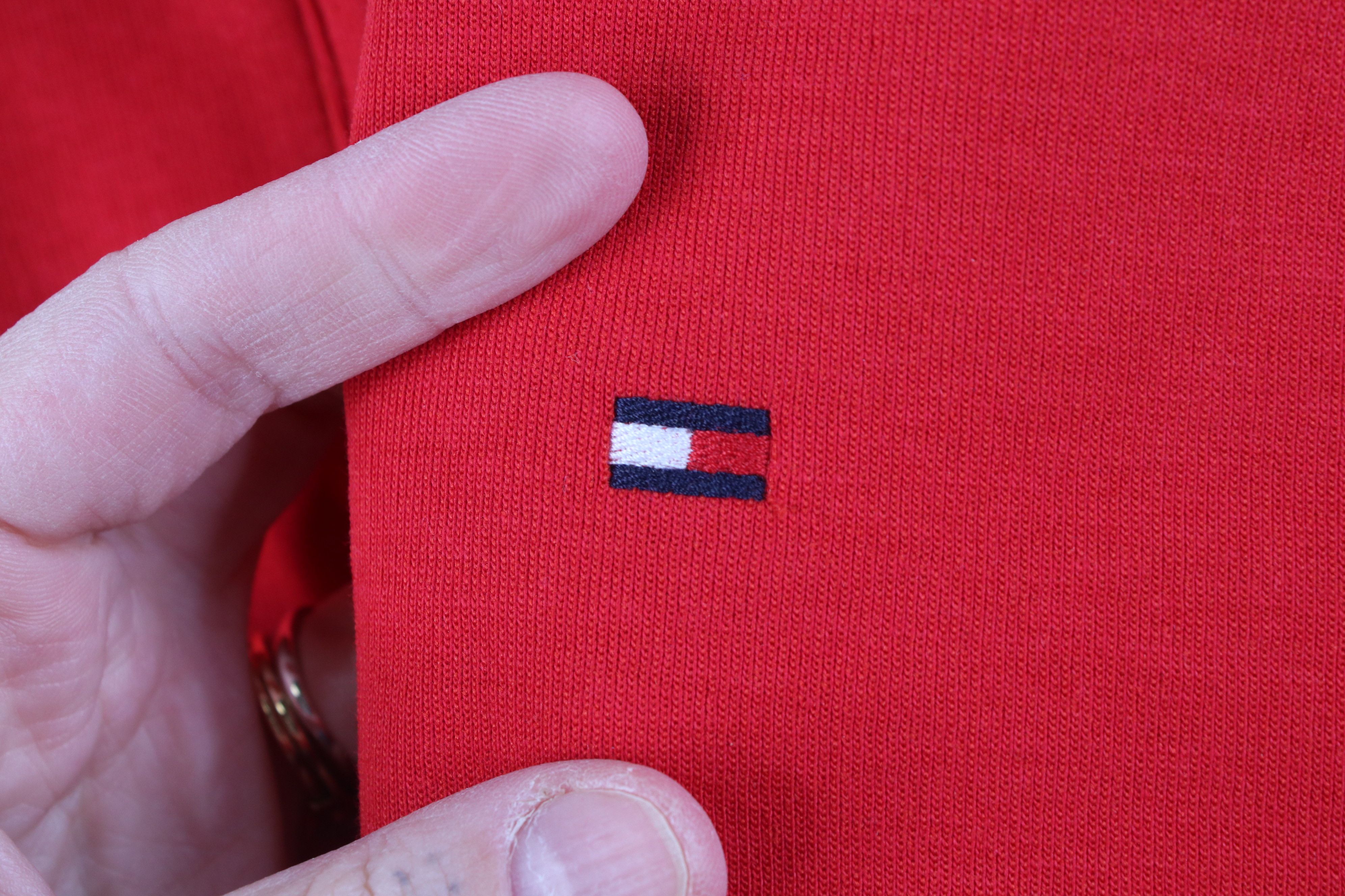 Tommy Hilfiger Deadstock Y2K Tommy Hilfiger Cotton Knit 1/4 Zip Sweater Red Size US L / EU 52-54 / 3 - 4 Thumbnail