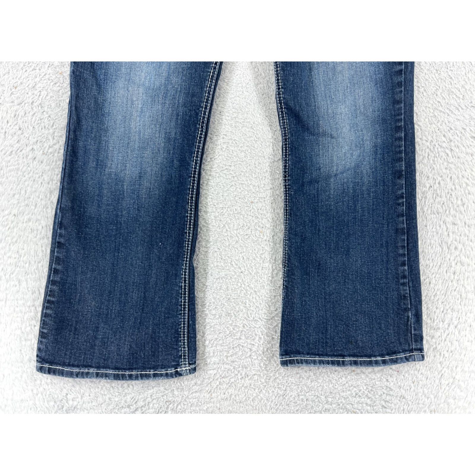Vintage Maurices Women's Denim Jeans Bootcut Stretch Distressed Embroidered Cotton Medium Wash Size 11 Blue Size 32" / US 10 / IT 46 - 4 Thumbnail