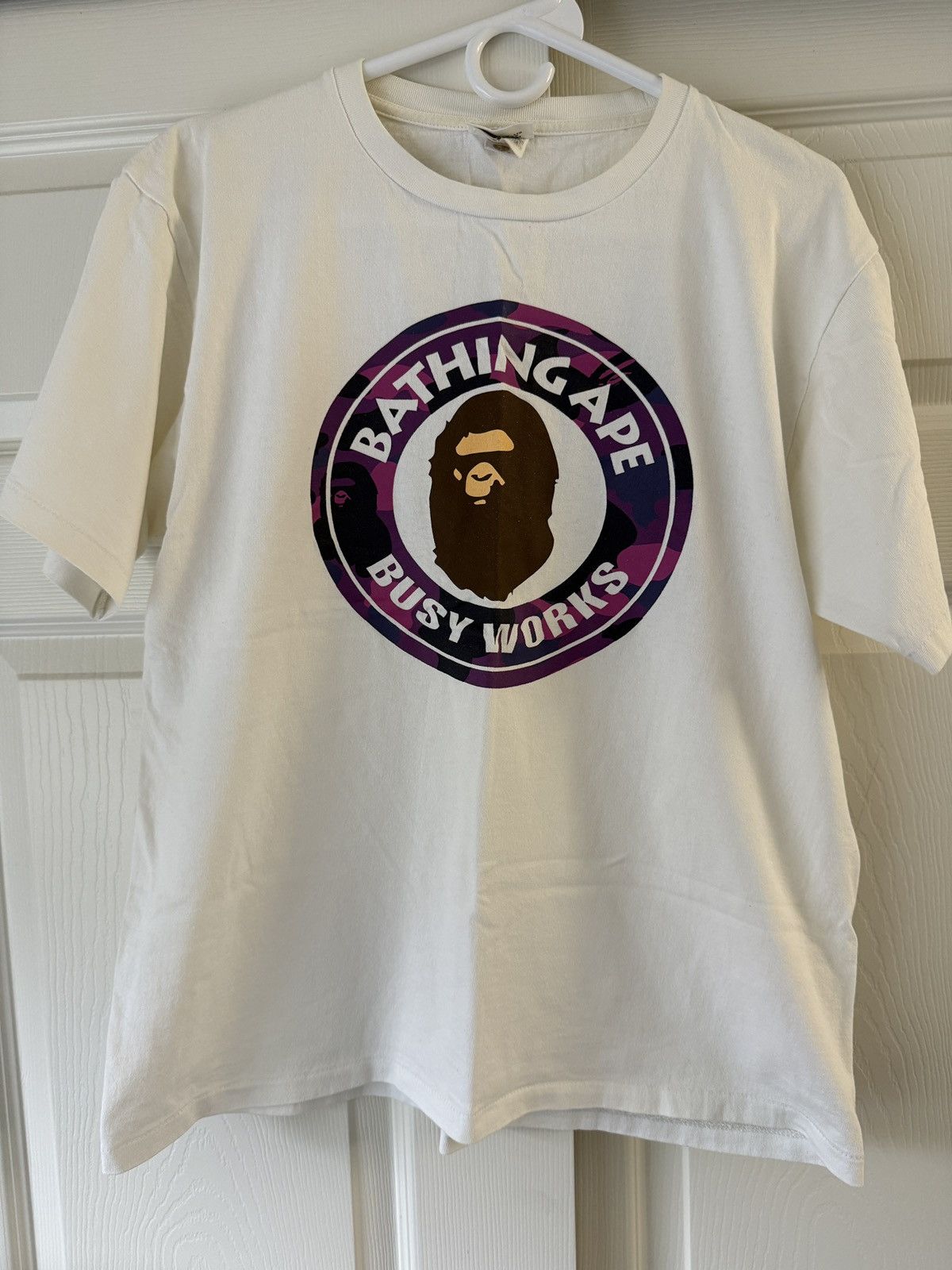 Bape BAPE White Purple Busy Works T-Shirt Size US L / EU 52-54 / 3 - 1 Thumbnail