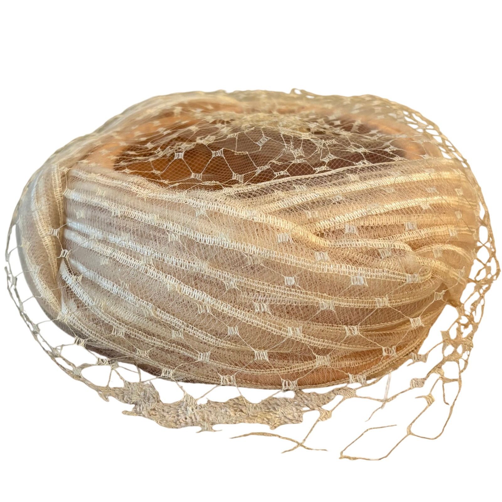 Vintage Vintage Beige Pillbox Fascinator Wedding Event Hat Lace Size ONE SIZE - 1 Thumbnail