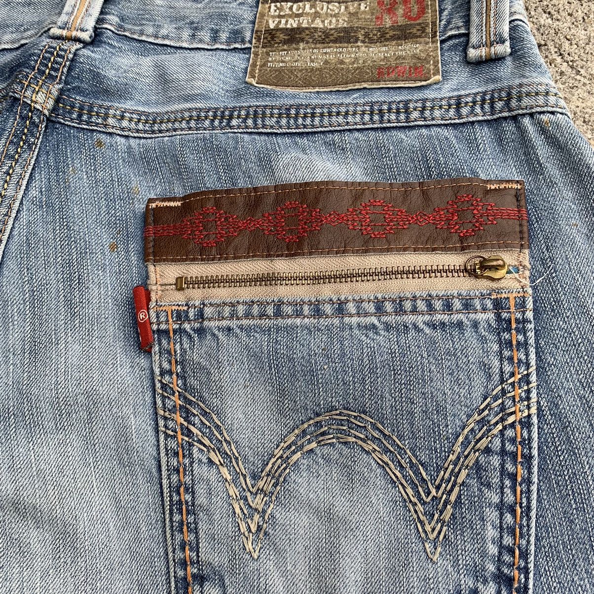 Japanese Brand Vintage Japan Edwin Navajo Distressed Two Tone Denim W35 Size US 35 - 14 Thumbnail