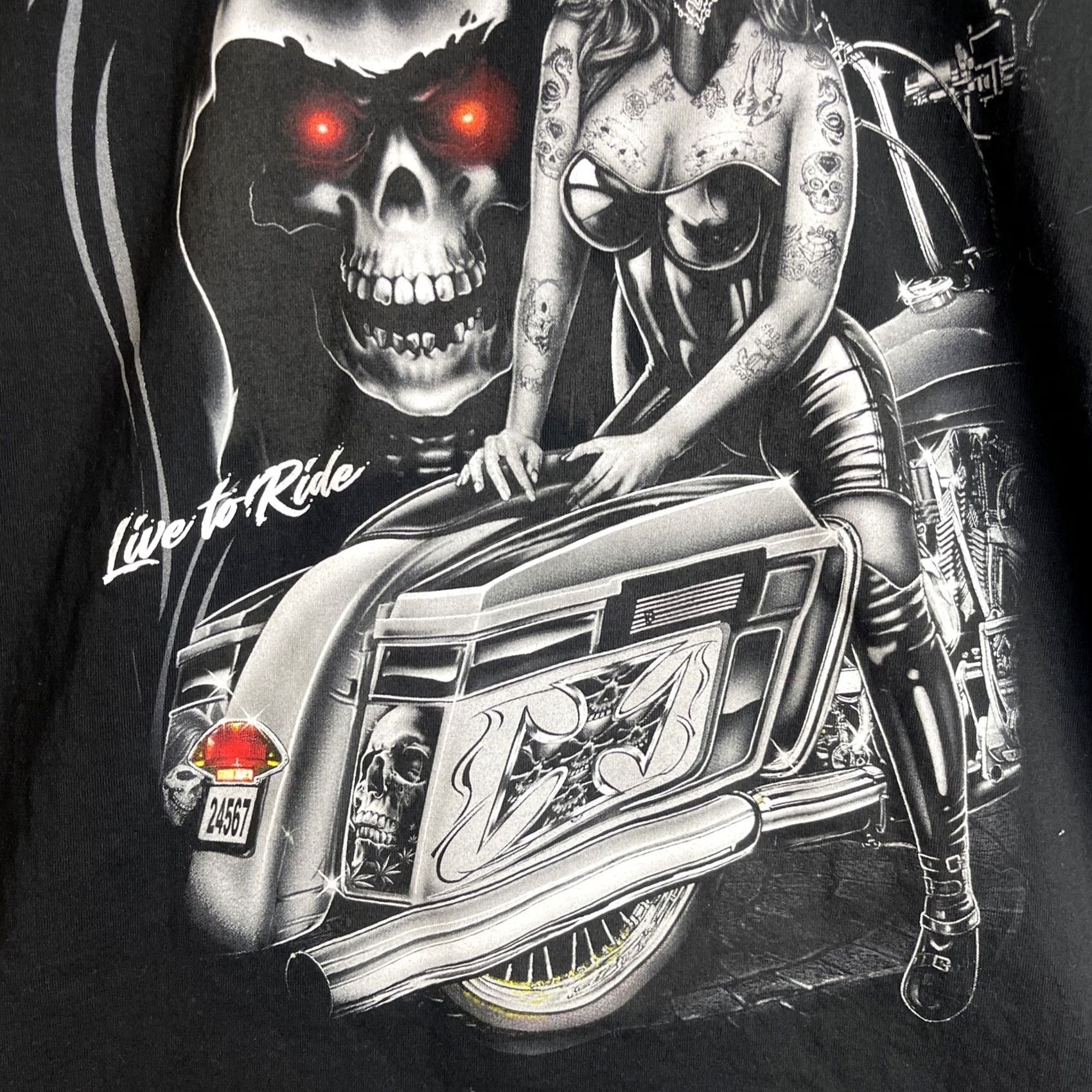 Olive Riders Shirt Mens 2XL Black Live To Ride Biker Motorcycle Skull Short Sleeve Shirt Size US XXL / EU 58 / 5 - 4 Thumbnail