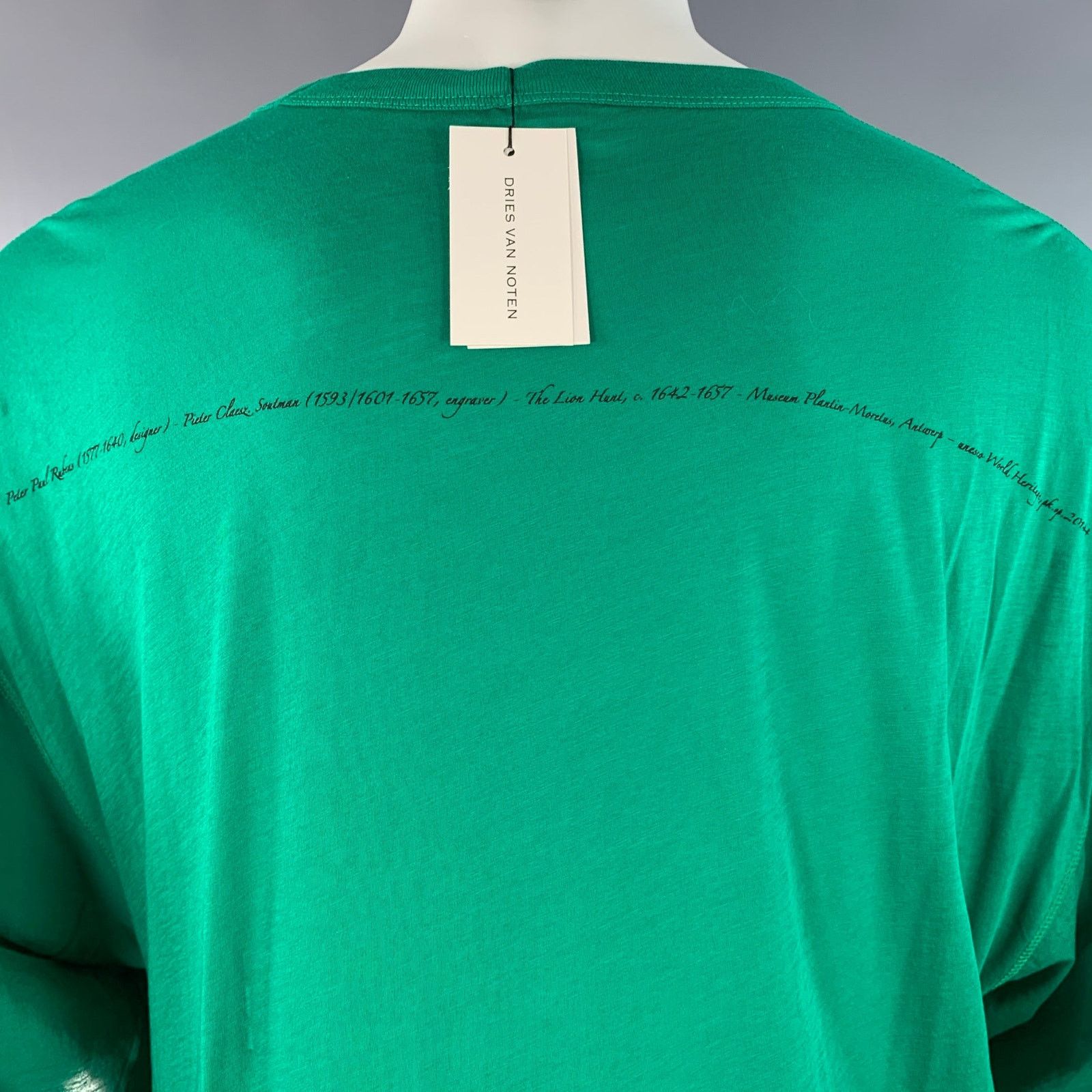Dries Van Noten DRIES VAN NOTEN The Lion Hunt Green Graphic Crew Neck Size US S / EU 44-46 / 1 - 5 Thumbnail