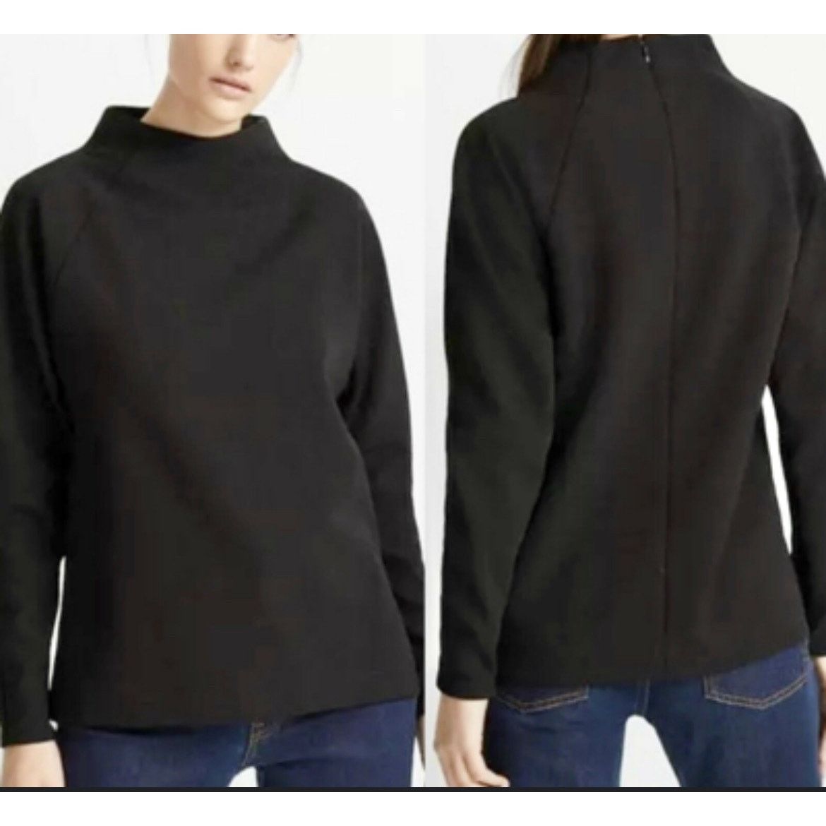 Club Monaco Club Mónaco - Long Sleeve Mock Neck Tricot Top / Black / M Size M / US 6-8 / IT 42-44 - 1 Thumbnail