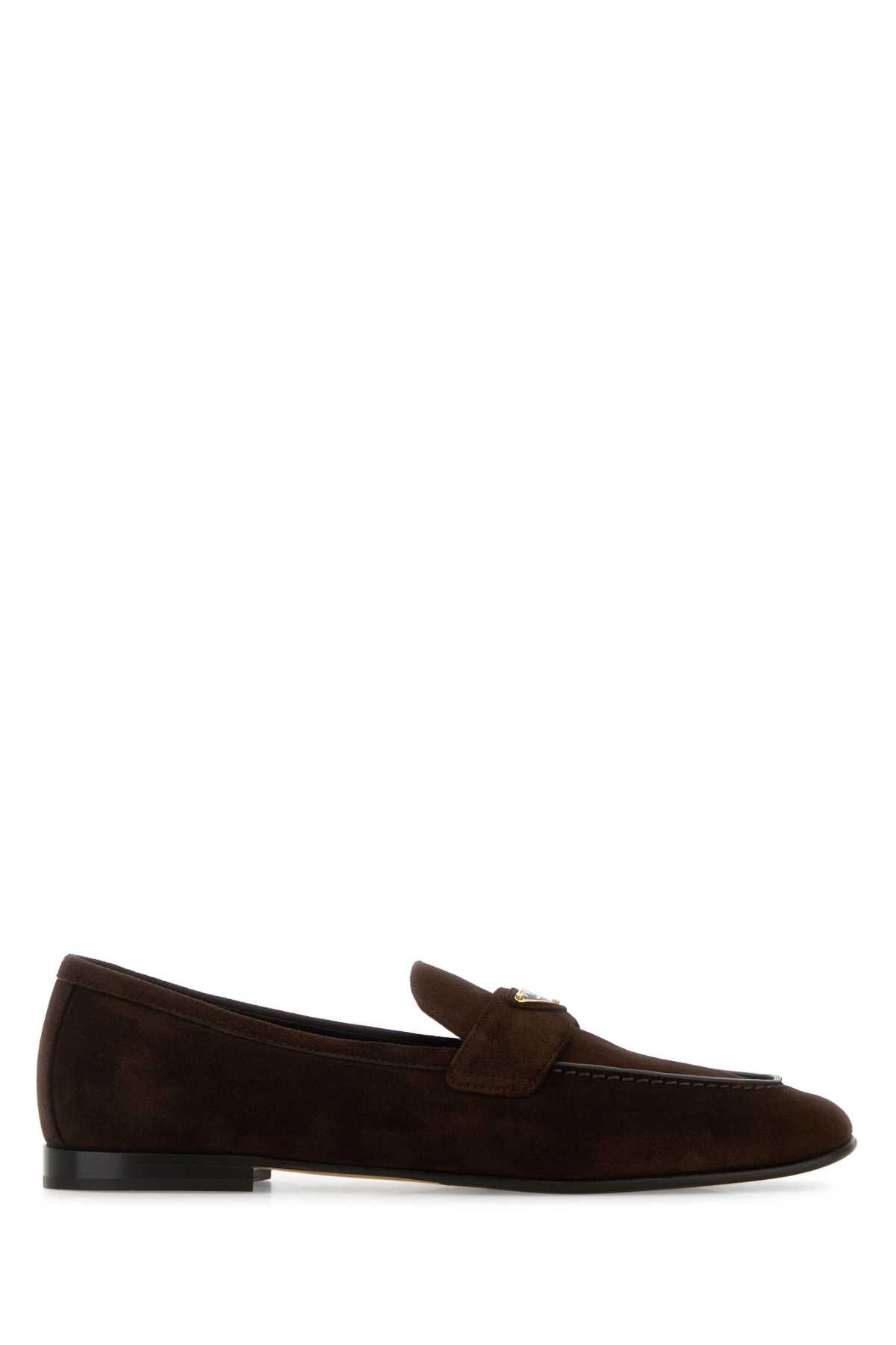 Prada Dark Brown Suede Loafers Size US 7 / IT 37 - 1 Thumbnail