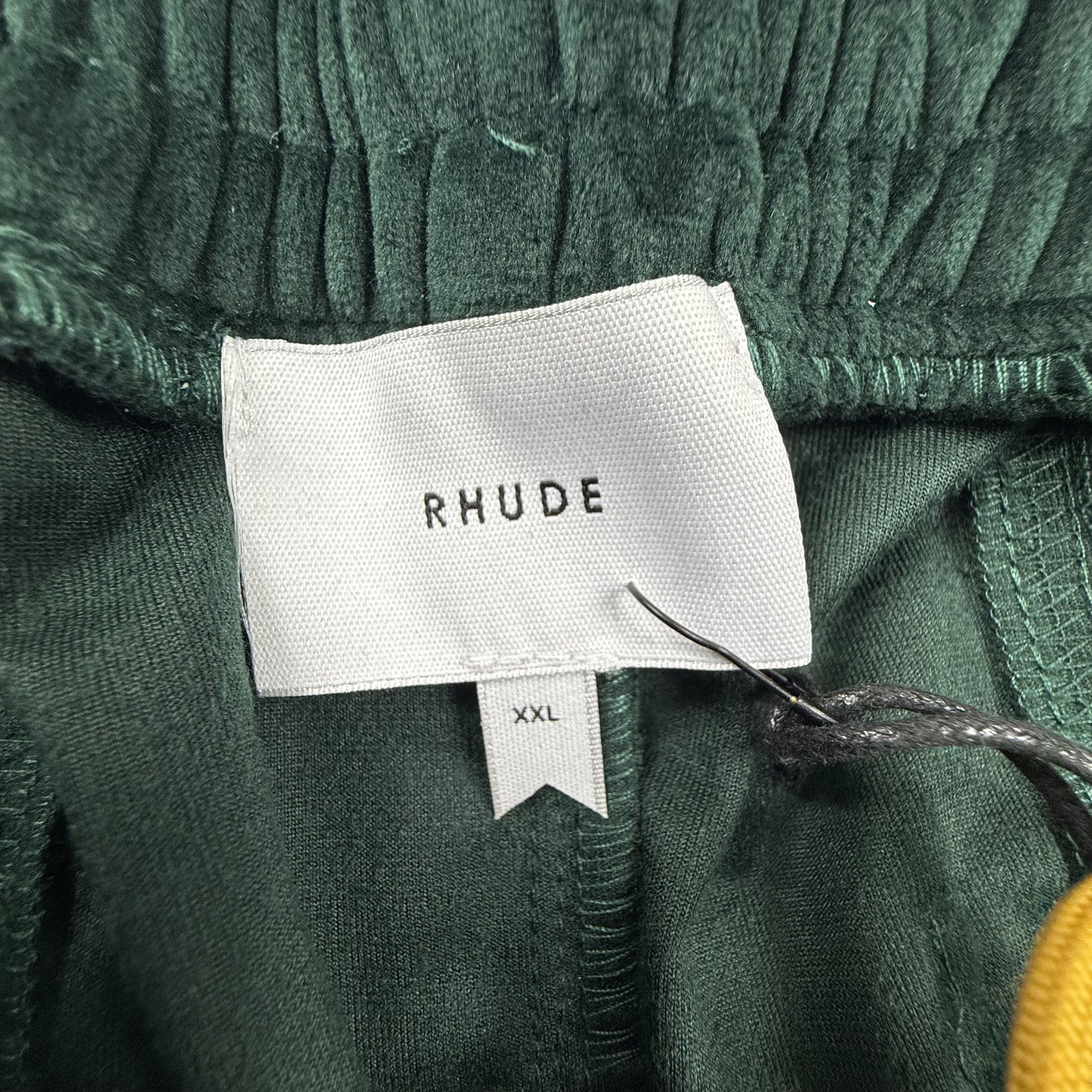 Rhude Rhude Crest Velour Track Pants Green Brown Side Stripe XXL Size US 36 / EU 52 - 8 Thumbnail
