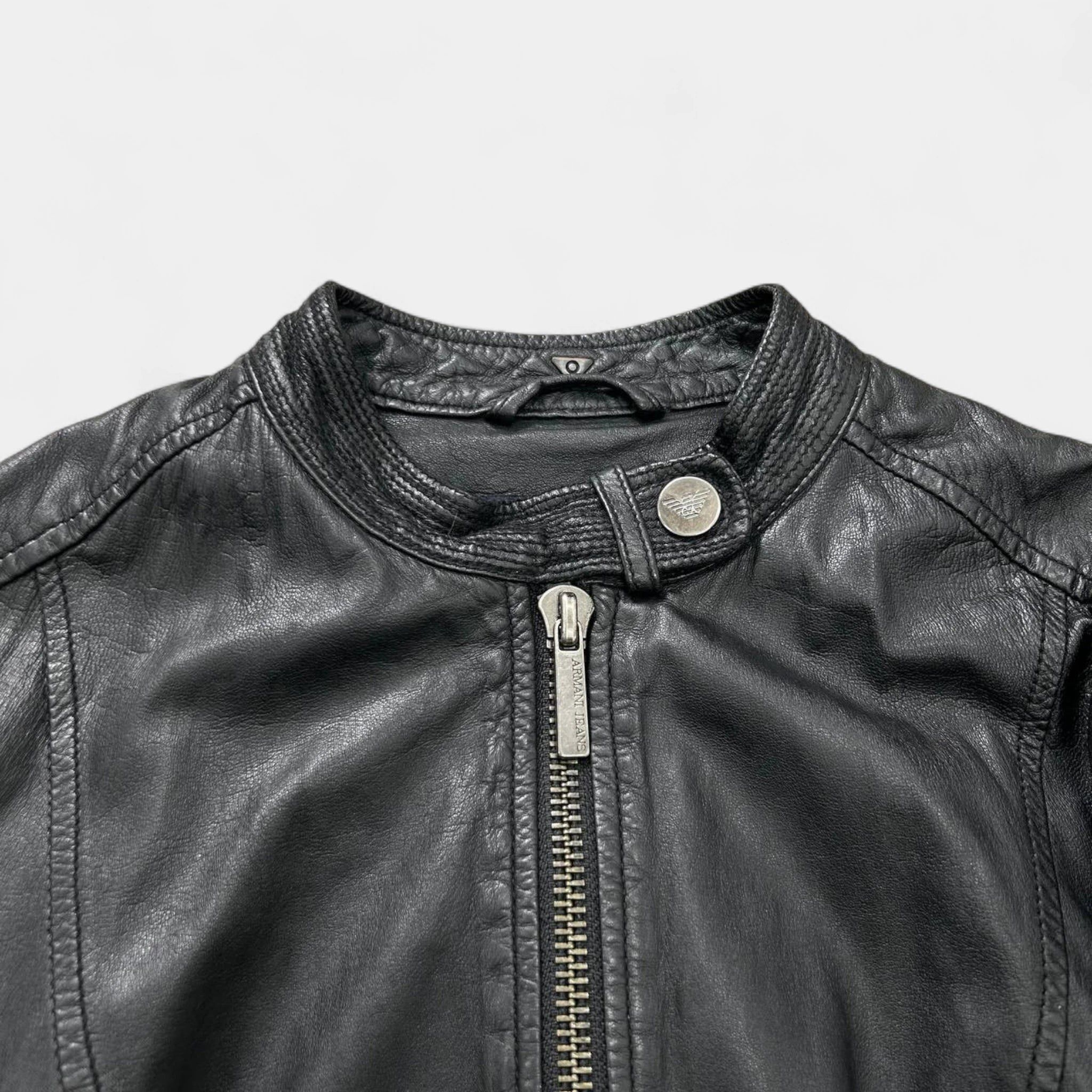Armani Armani Jeans Avant-Garde Black Leather Jacket Size US S / EU 44-46 / 1 - 3 Thumbnail