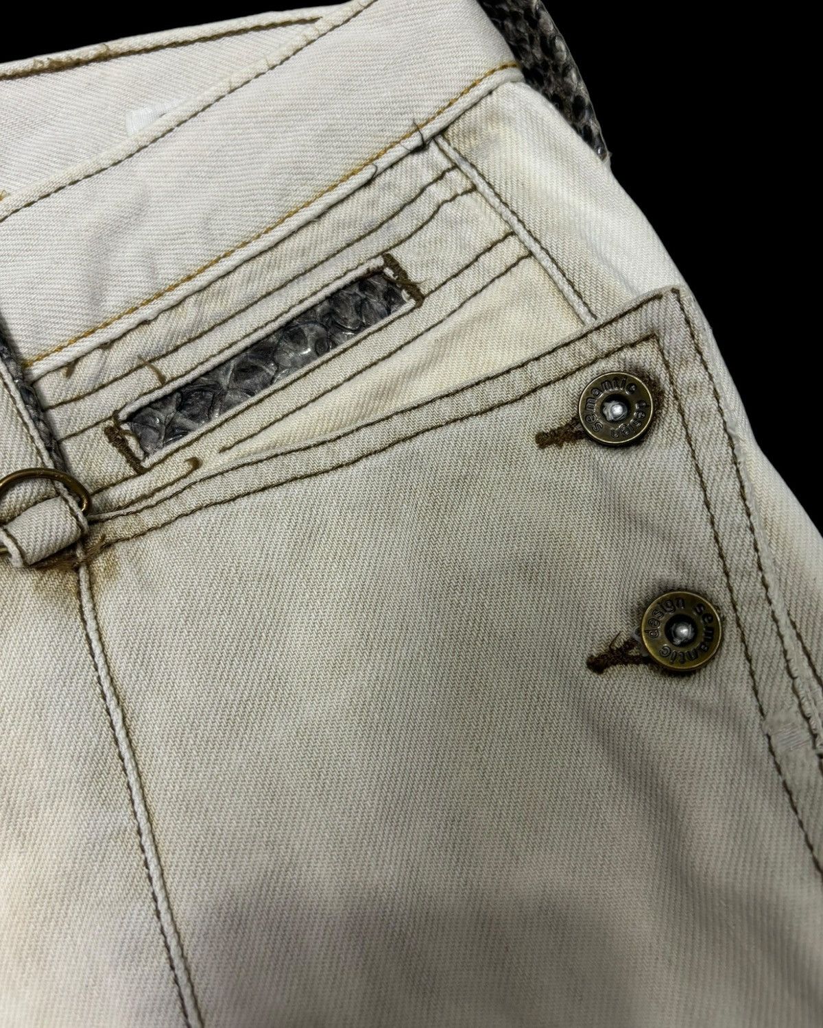 If Six Was Nine RARE🔥SEMANTIC DESIGN PUNK DISTRESS SNAKE SKIN POCKET JEANS Size US 29 - 9 Thumbnail