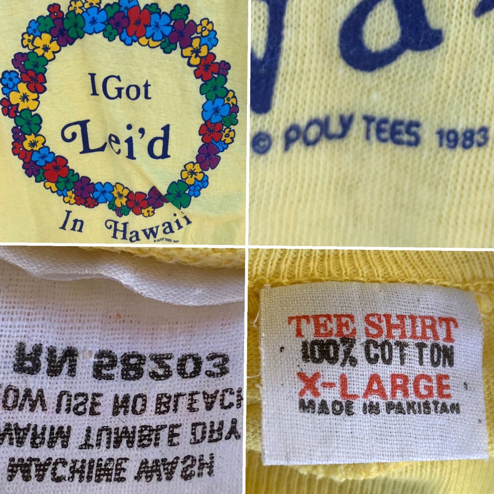X-LARGE VINTAGE I GOT LEI’D IN HAWAII T-Shirt Poly Tees 1983 size XL single stitch 100% cotton Men T-Shirt Holiday 80s Aloha Hawaiian Size US XL / EU 56 / 4 - 3 Thumbnail