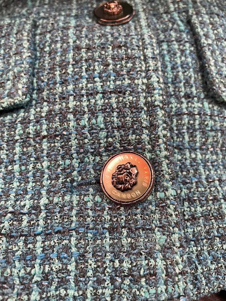 Chanel Chanel 22 Spring and Summer New Peacock Blue Tweed Coat Size XXS / US 00 / IT 34 - 7 Thumbnail