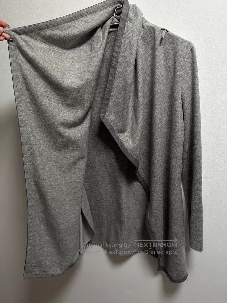 Helmut Lang Helmut Lang Grey Leather Edged Cardigan Size XS / US 0-2 / IT 36-38 - 4 Thumbnail