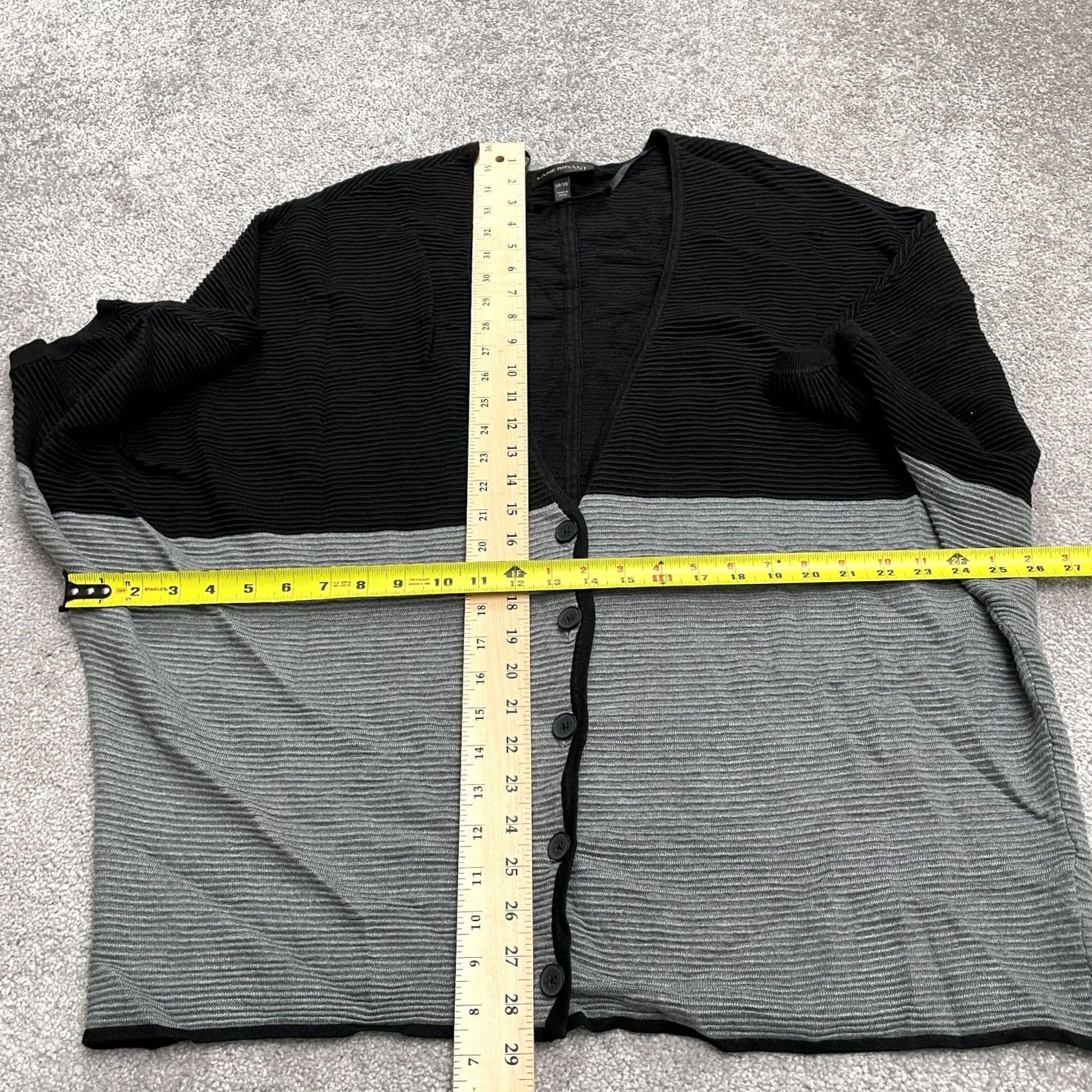 Vintage Lane Bryant Cardigan Sweater 18/20 Black Gray Knit Ribbed Dolman Kimono Womens Size L / US 10 / IT 46 - 7 Thumbnail