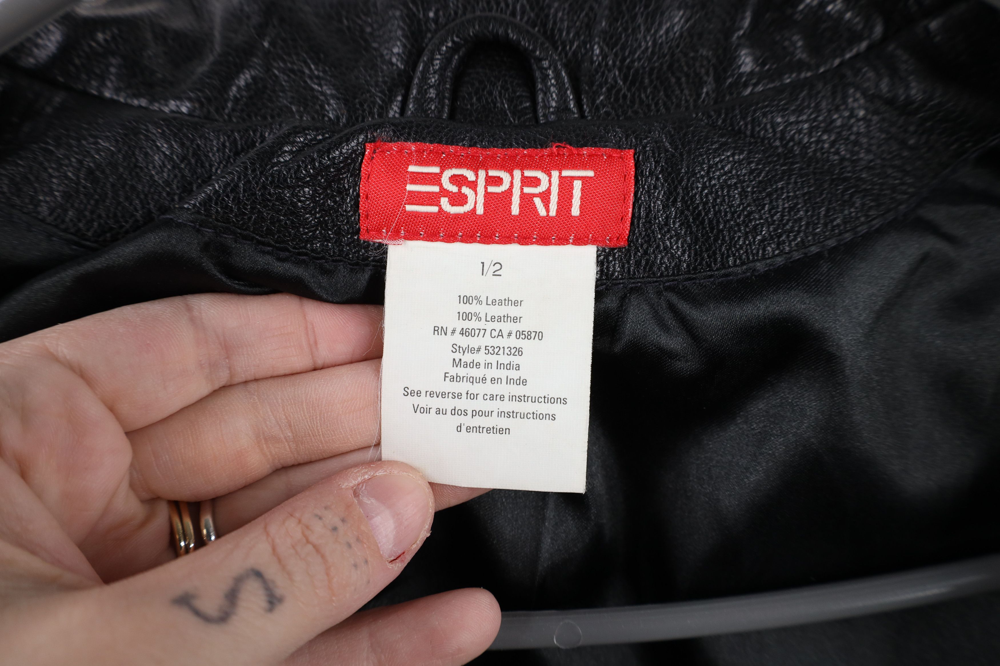 Esprit × Vintage Vintage 90s Y2K Esprit Cropped Leather Motorcycle Jacket Size XS / US 0-2 / IT 36-38 - 9 Thumbnail