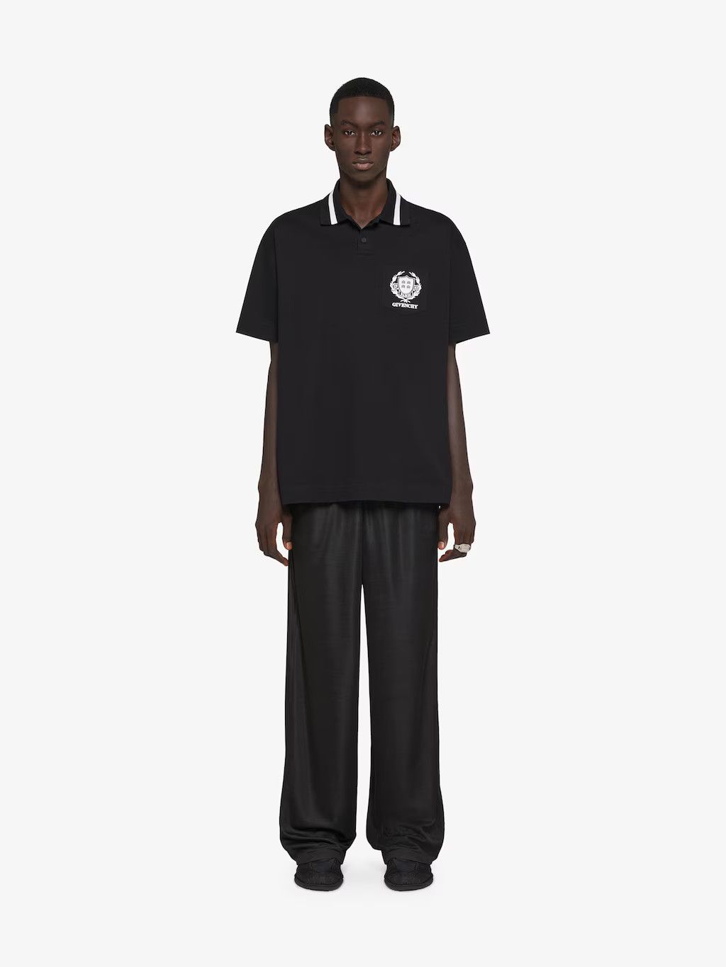 Givenchy o1srvl11e1224 Crest Polo Shirt In Cotton in Black Size US M / EU 48-50 / 2 - 2 Thumbnail