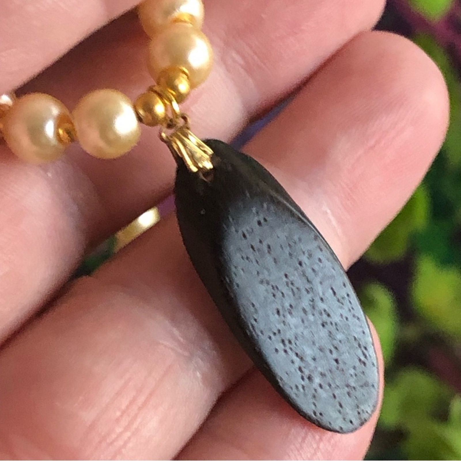 Handmade Handcrafted repurpose vintage carved wood Pearl necklace Size ONE SIZE - 9 Thumbnail