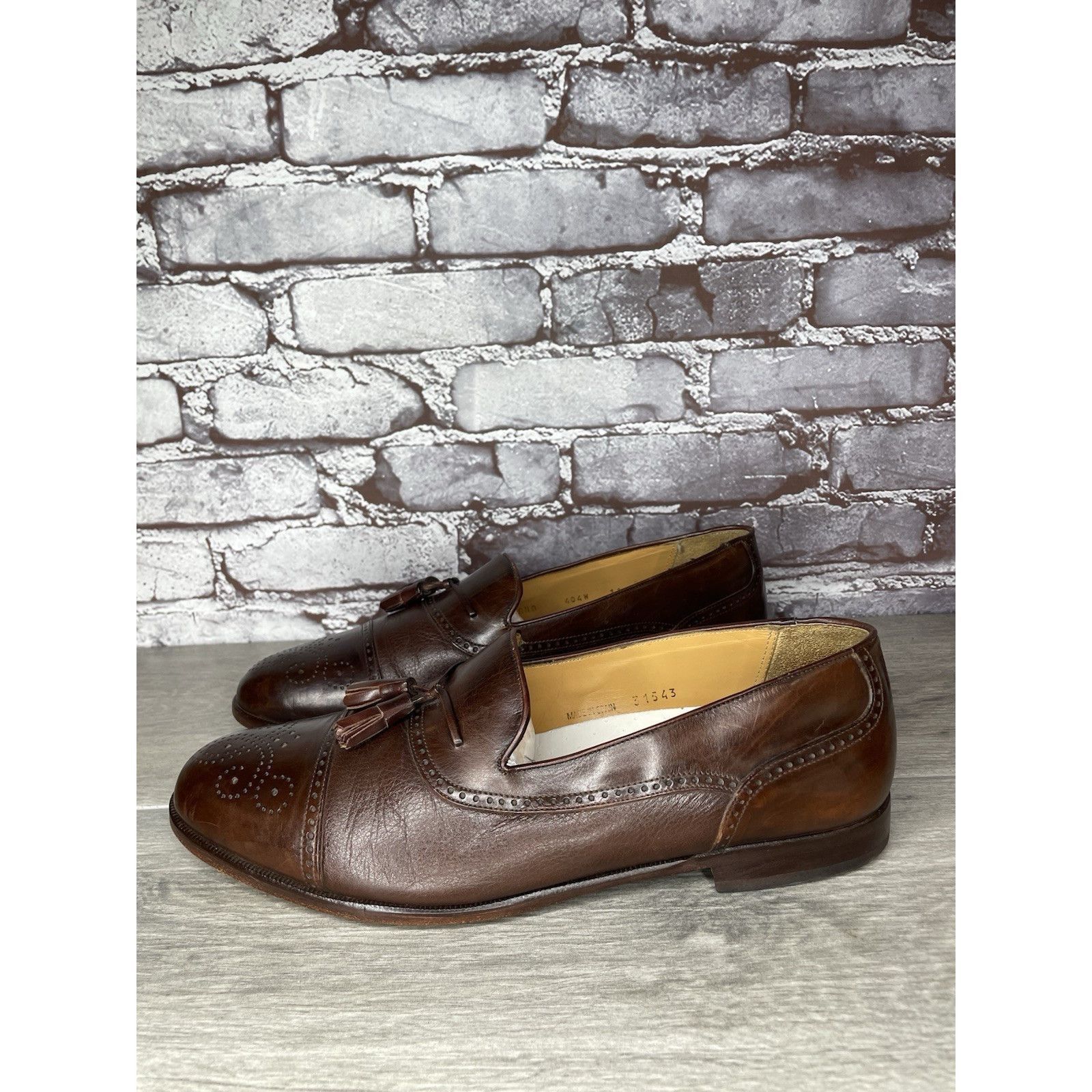 Mezlan Mezlan Havana Brown Leather WingTip Cap Toe Loafers Dress Sh Size US 11 / EU 44 - 13 Thumbnail
