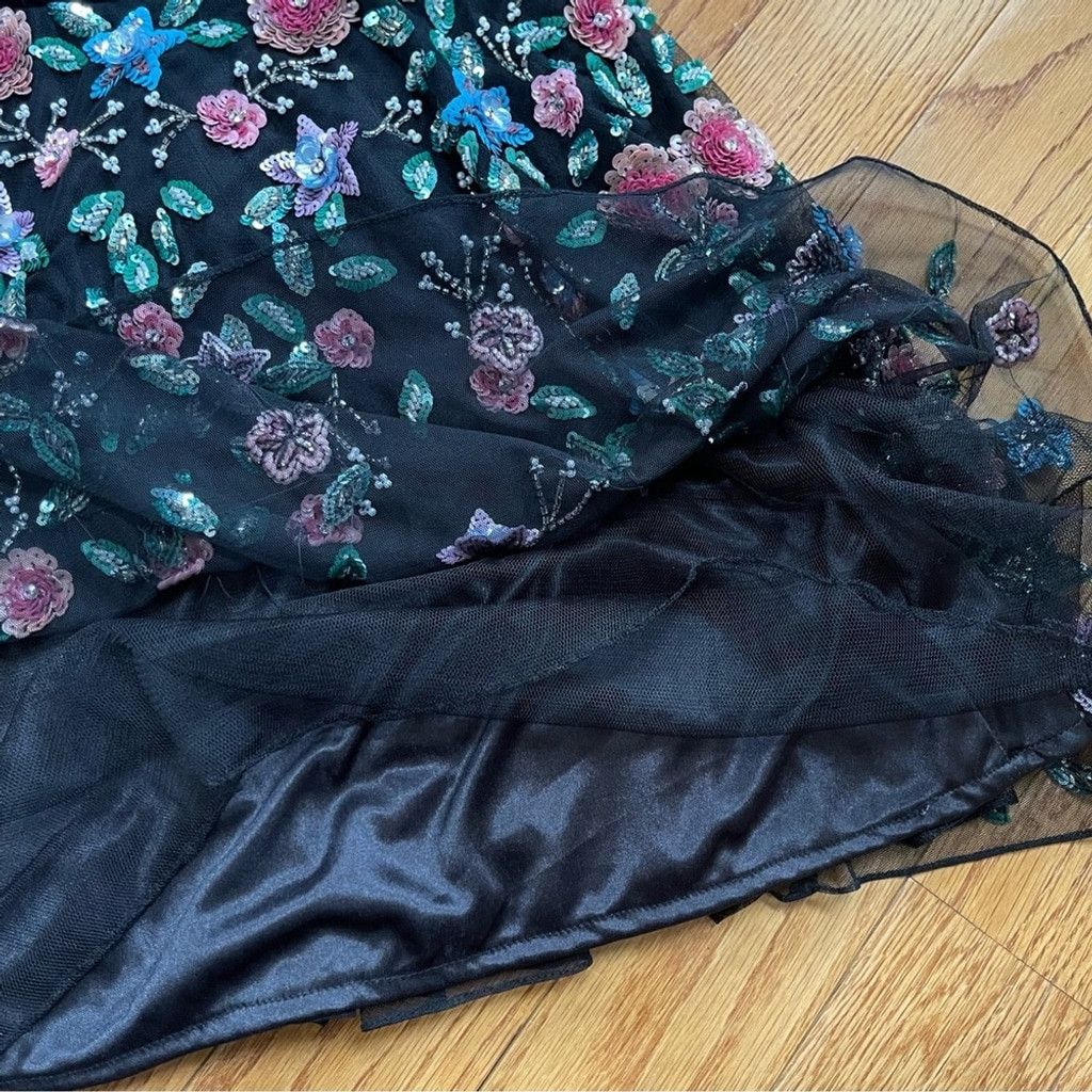 Mac Duggal Mac Duggal Sequin Floral Mesh Cocktail Dress Sz 6 Whimsigoth Size M / US 6-8 / IT 42-44 - 12 Thumbnail