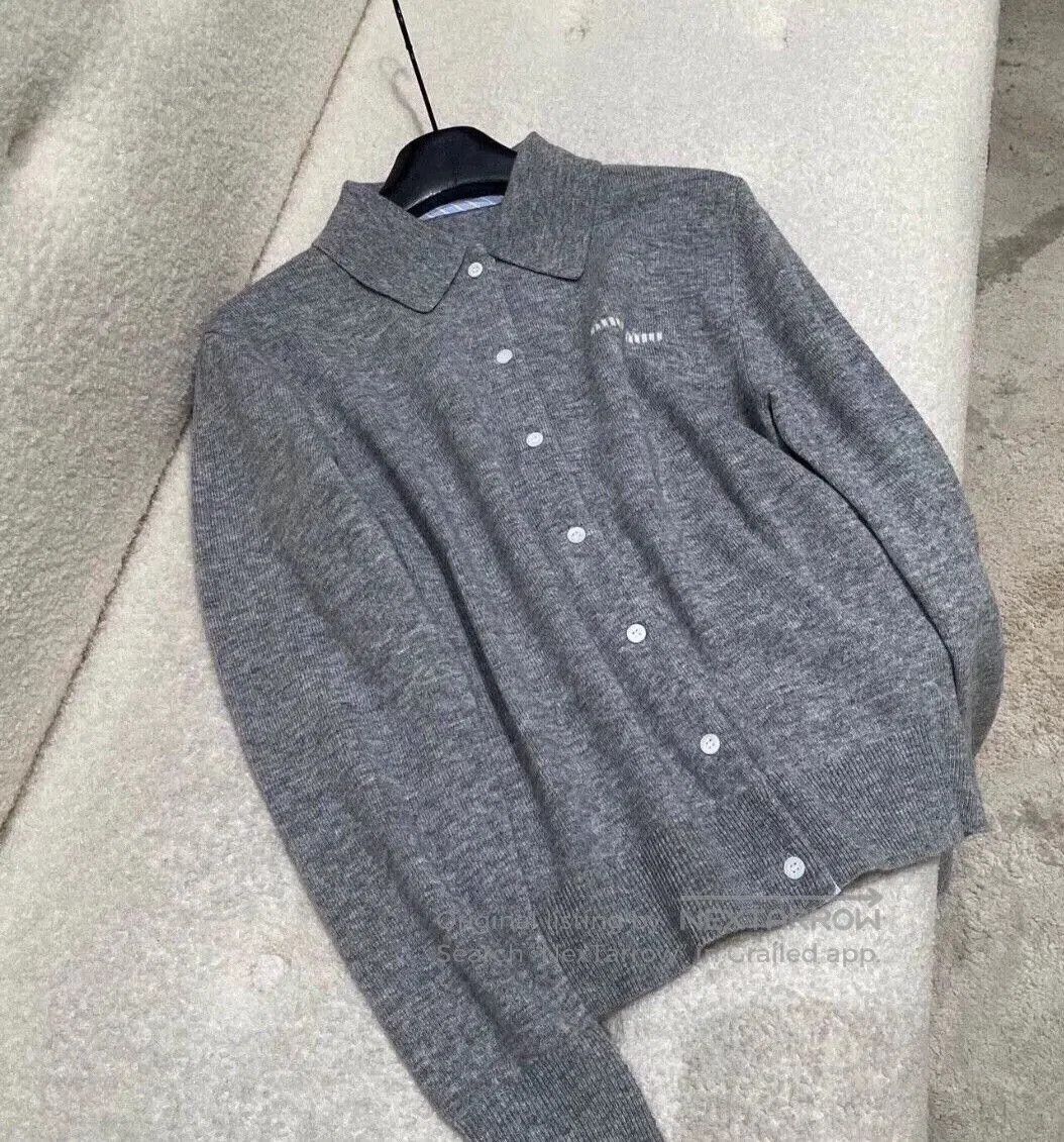Miu Miu Miu Miu Gray Knit Cardigan. Size M / US 6-8 / IT 42-44 - 2 Thumbnail