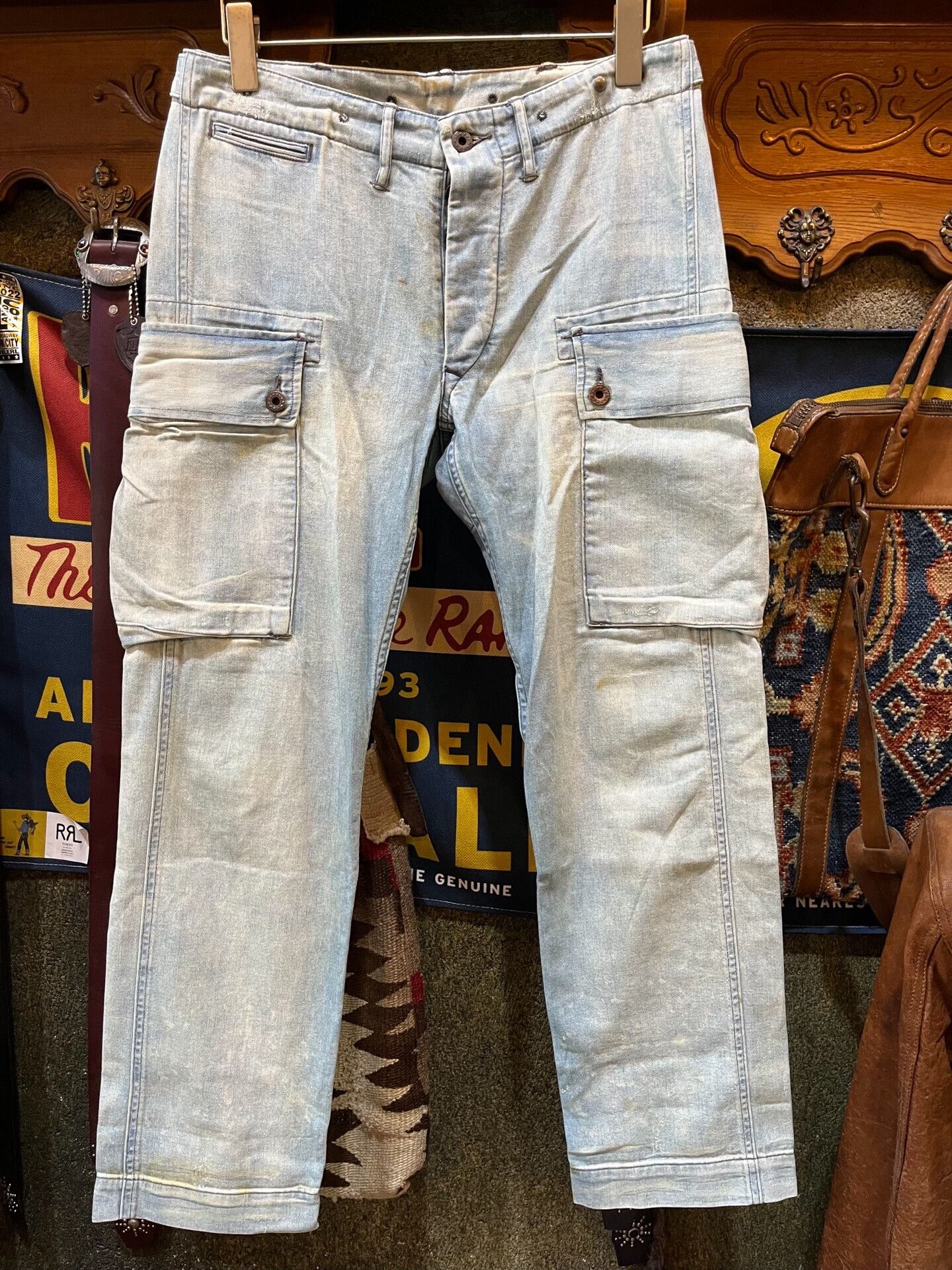 RRL Ralph Lauren vintage rrl 90s washed denim cargo pants | Grailed
