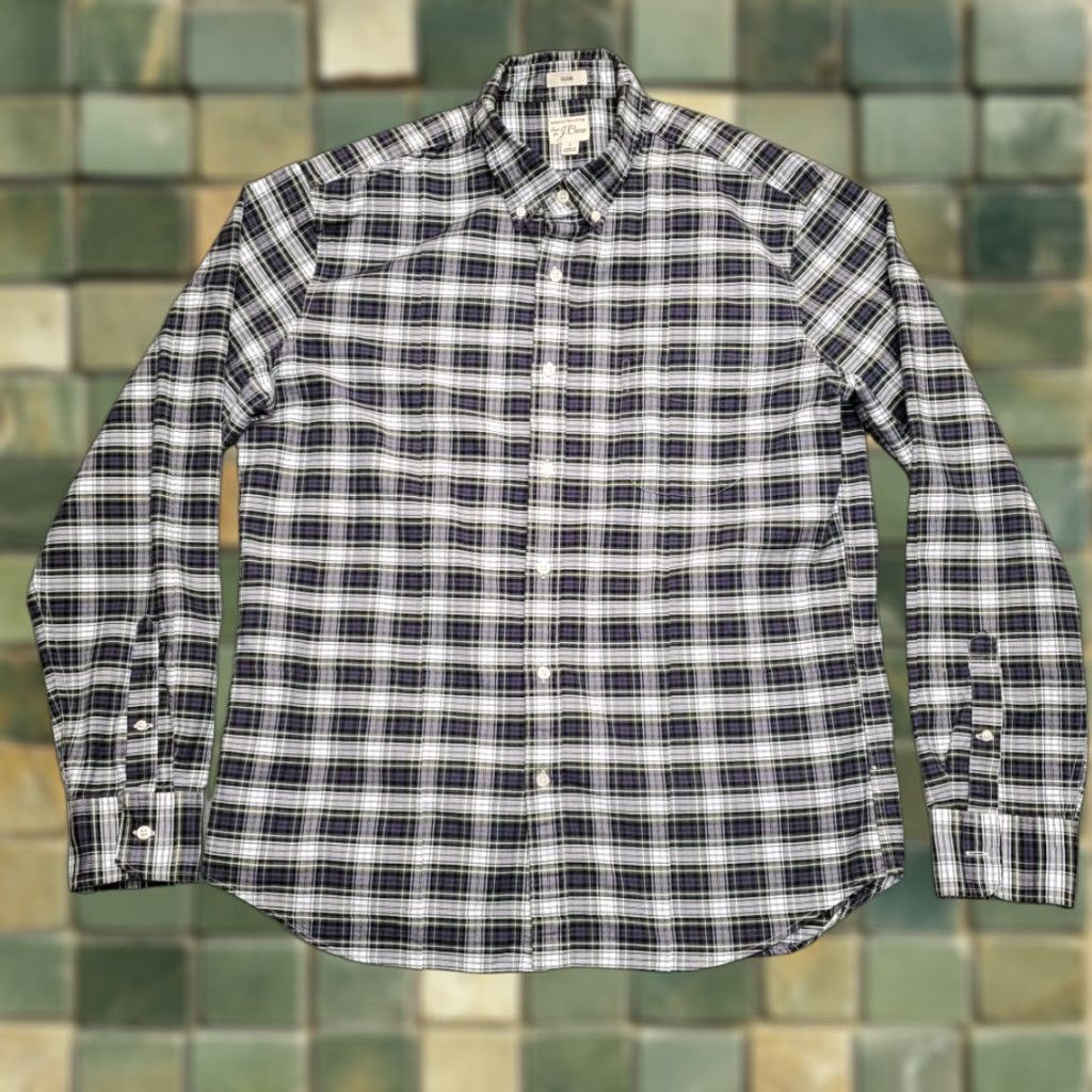 J.Crew J.CREW Shirt Mens L Blue Plaid American Pima Cotton Slim Fit Long Sleeve Button-Up Size US L / EU 52-54 / 3 - 1 Thumbnail