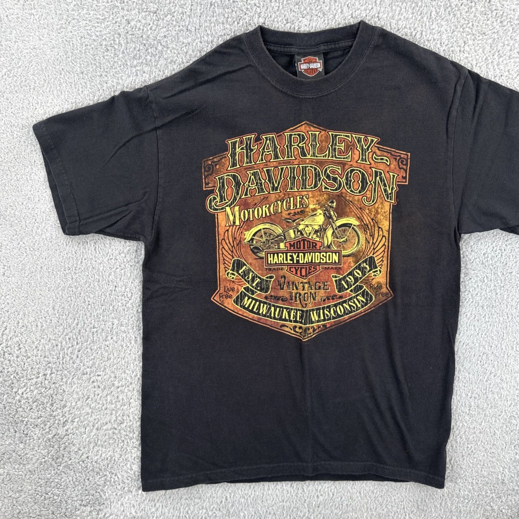 Harley Davidson Harley-Davidson Mens Medium Black T Shirt Mt. Baker HD Bellingham WA Graphic Print Short Sleeve Crew Neck Graphic Print T-ShirtMen Comfort All Seasons Size US M / EU 48-50 / 2 - 3 Thumbnail