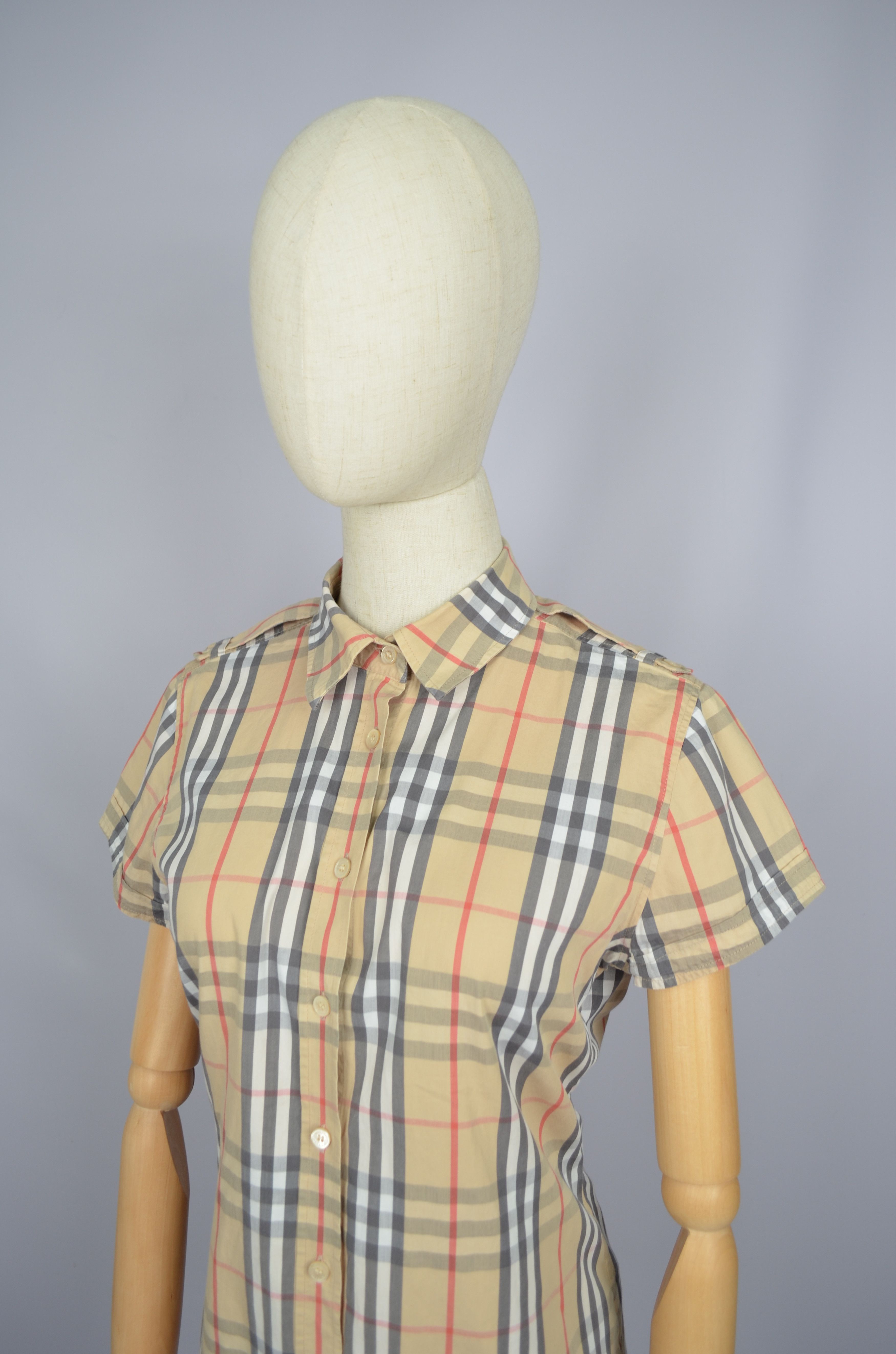 Burberry × Designer Womens Burberry London Nova Check Short Sleeve Shirt Luxury Size M / US 6-8 / IT 42-44 - 4 Thumbnail