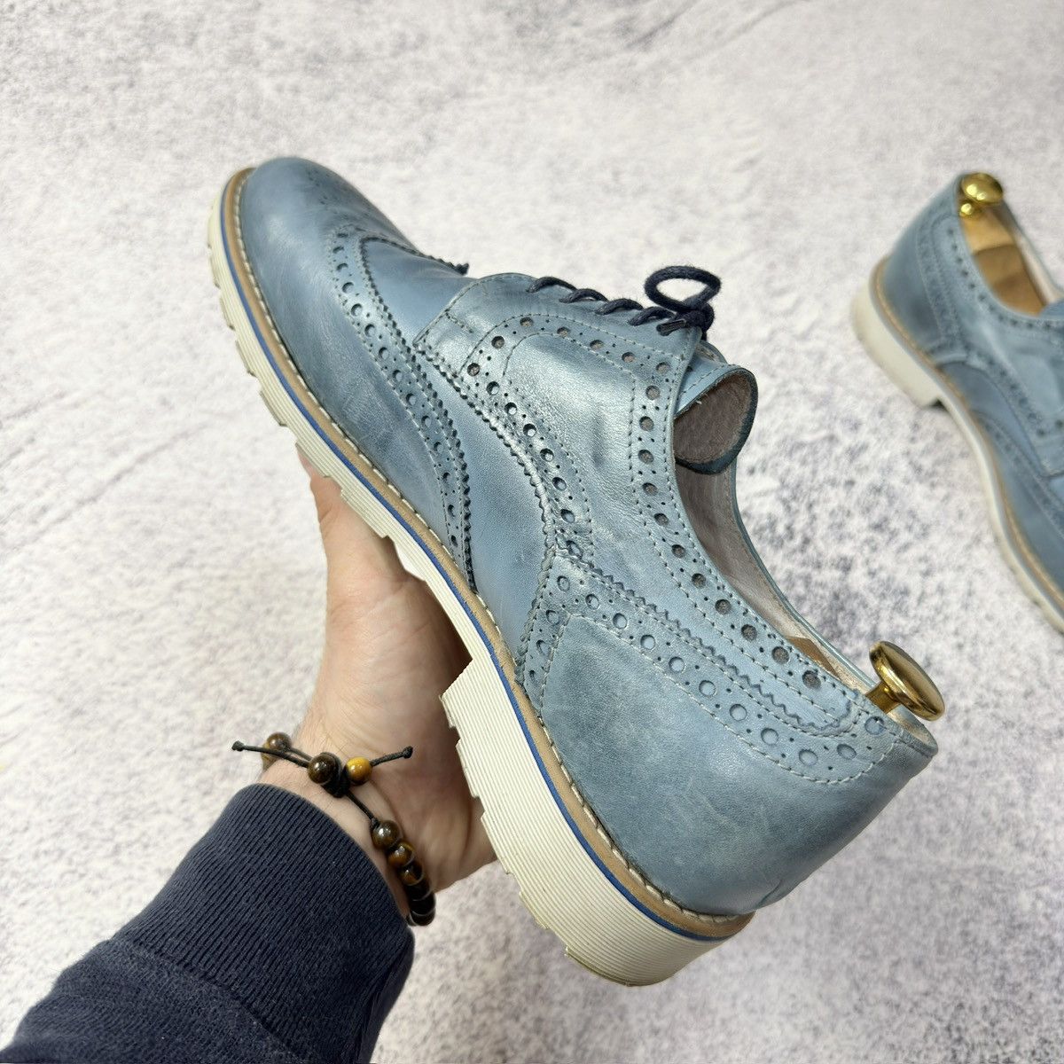 Other SF Esseffe Italy Mens Blue Leather Brogues US10 UK9 EU43 Size US 10 / EU 43 - 5 Thumbnail